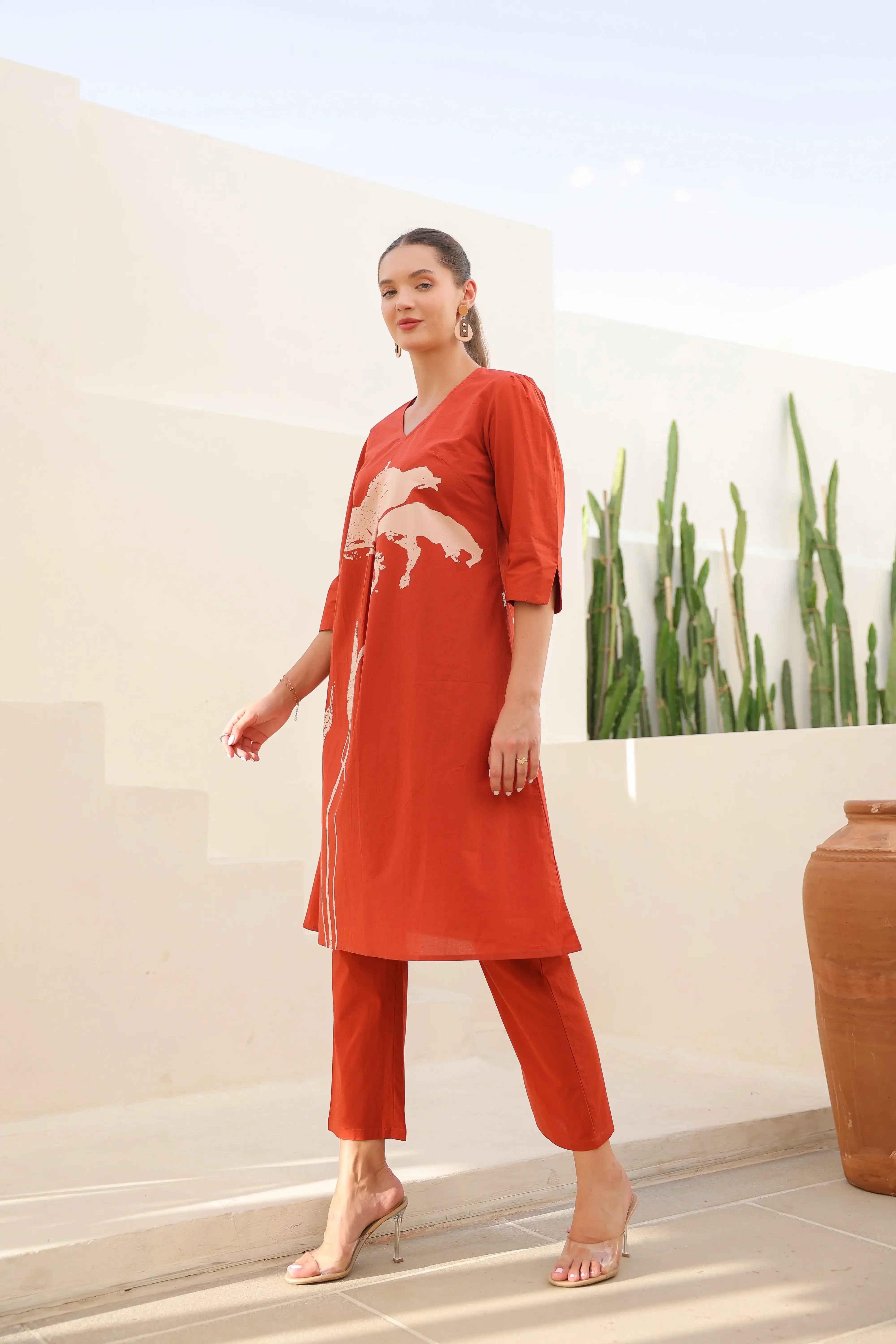 Amber Cotton Rust Cotton Co-ord Set