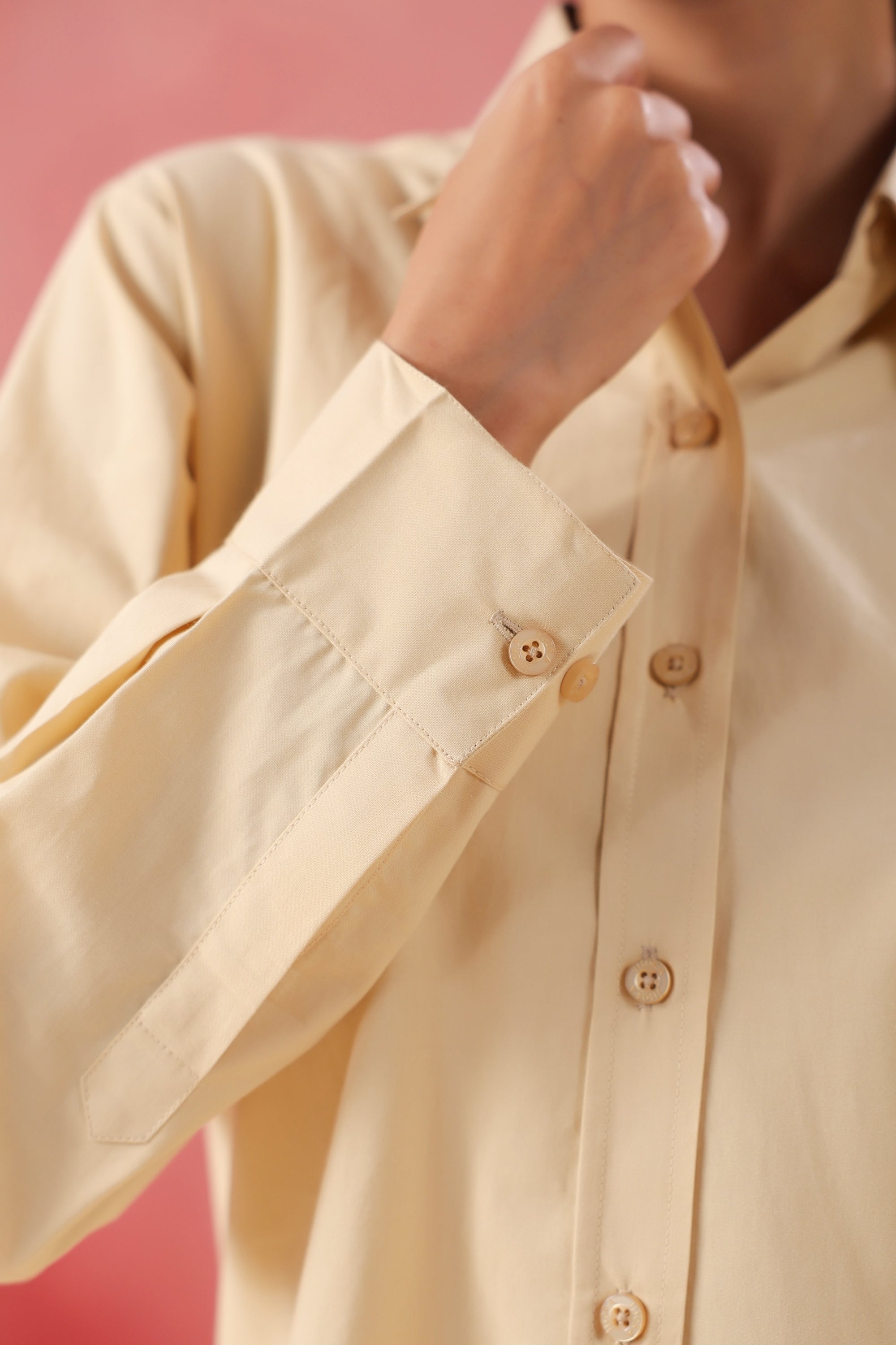 Sunny Whisper Collared Beige Poplin Shirt