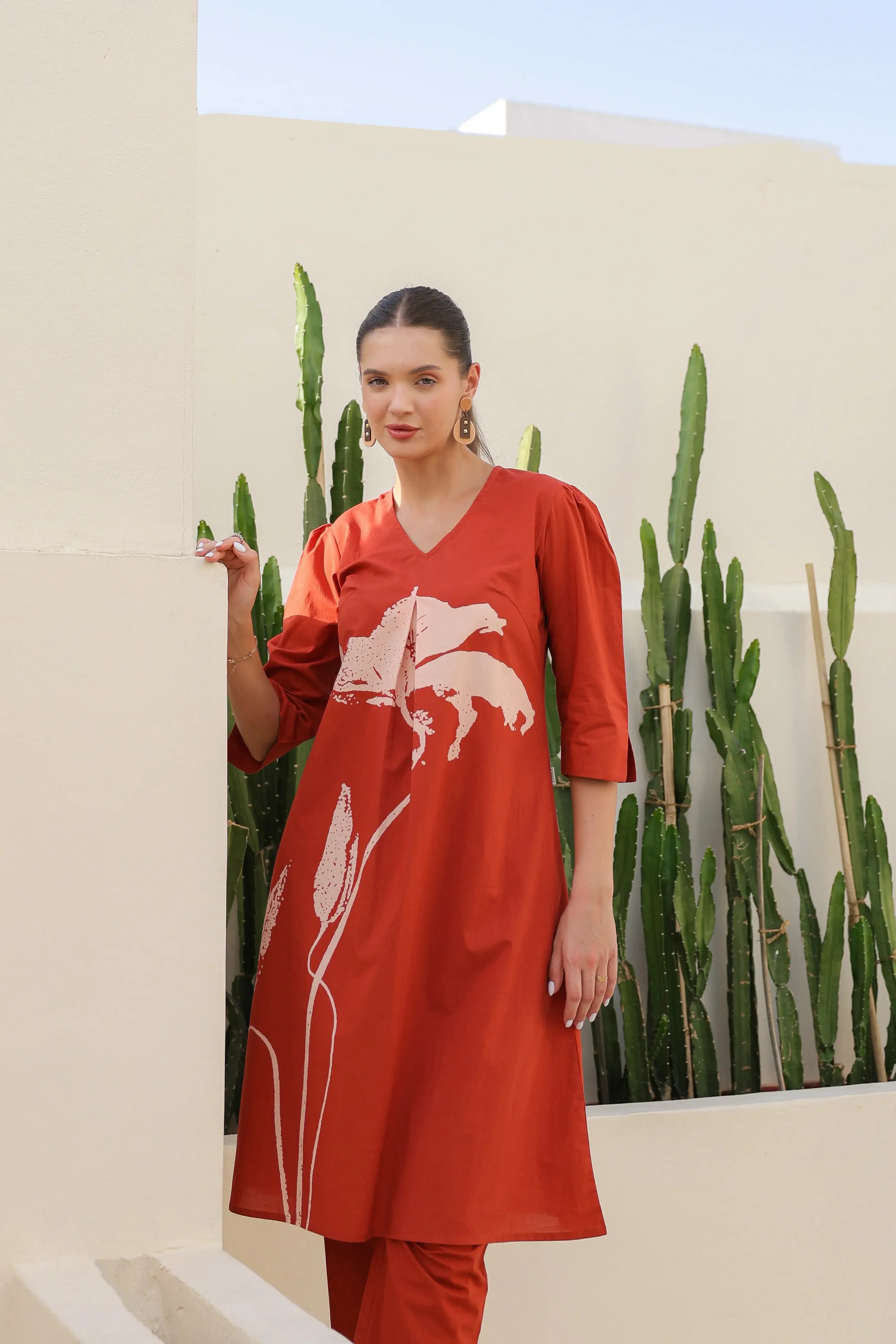 Amber Cotton Rust Cotton Co-ord Set