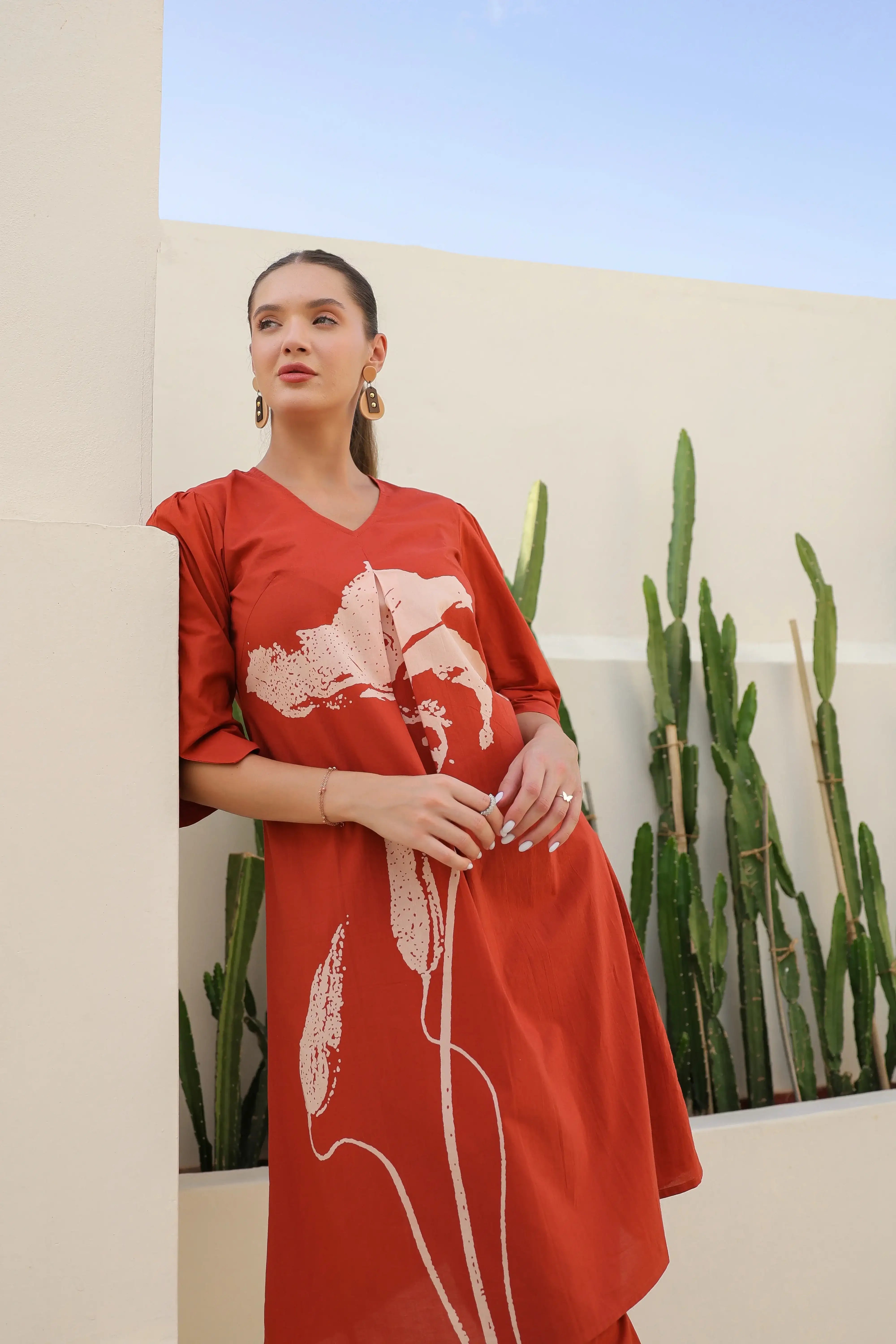 Amber Cotton Rust Cotton Co-ord Set