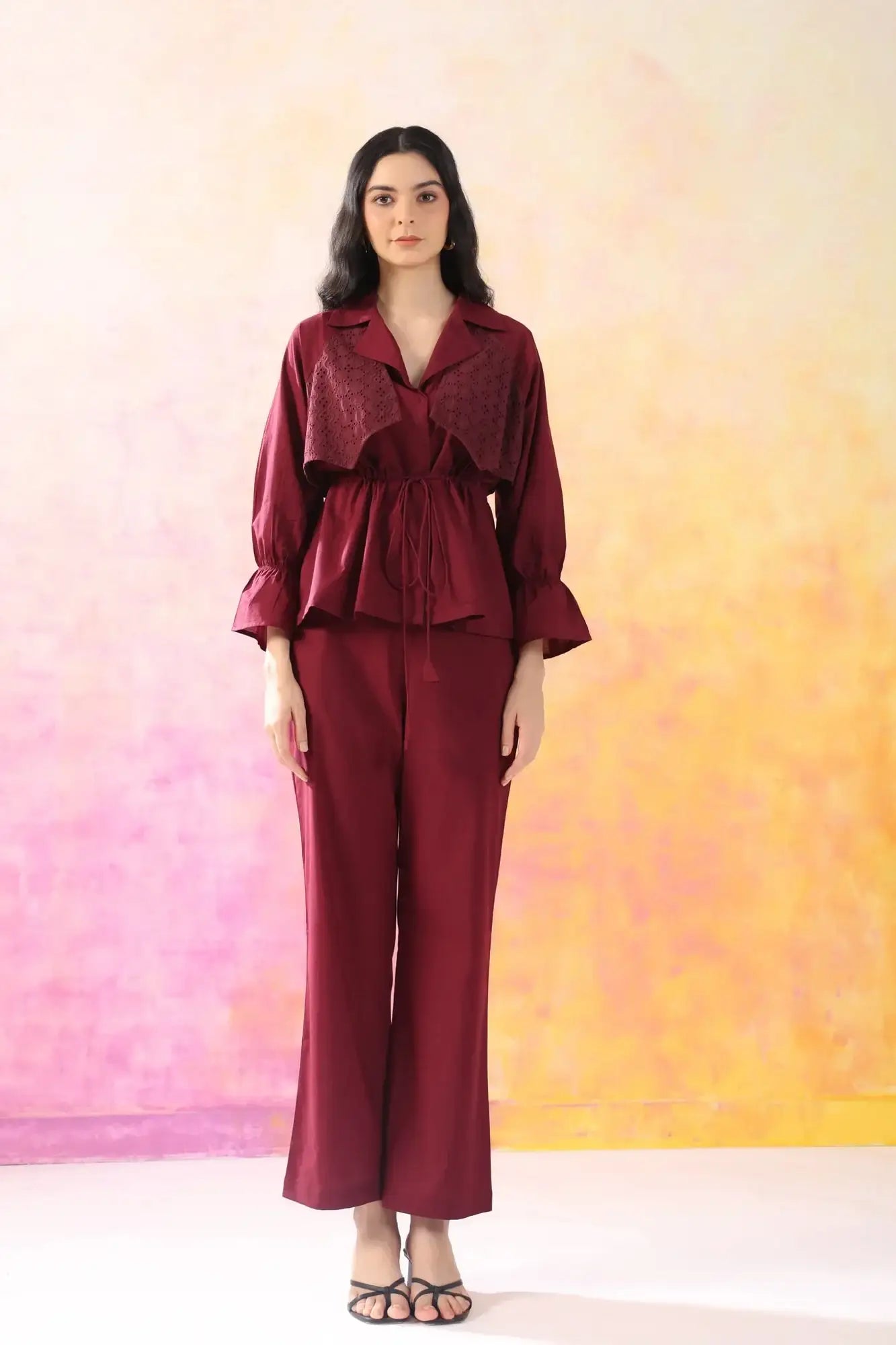 Sleek Essence Maroon Cotton Co-ord Set