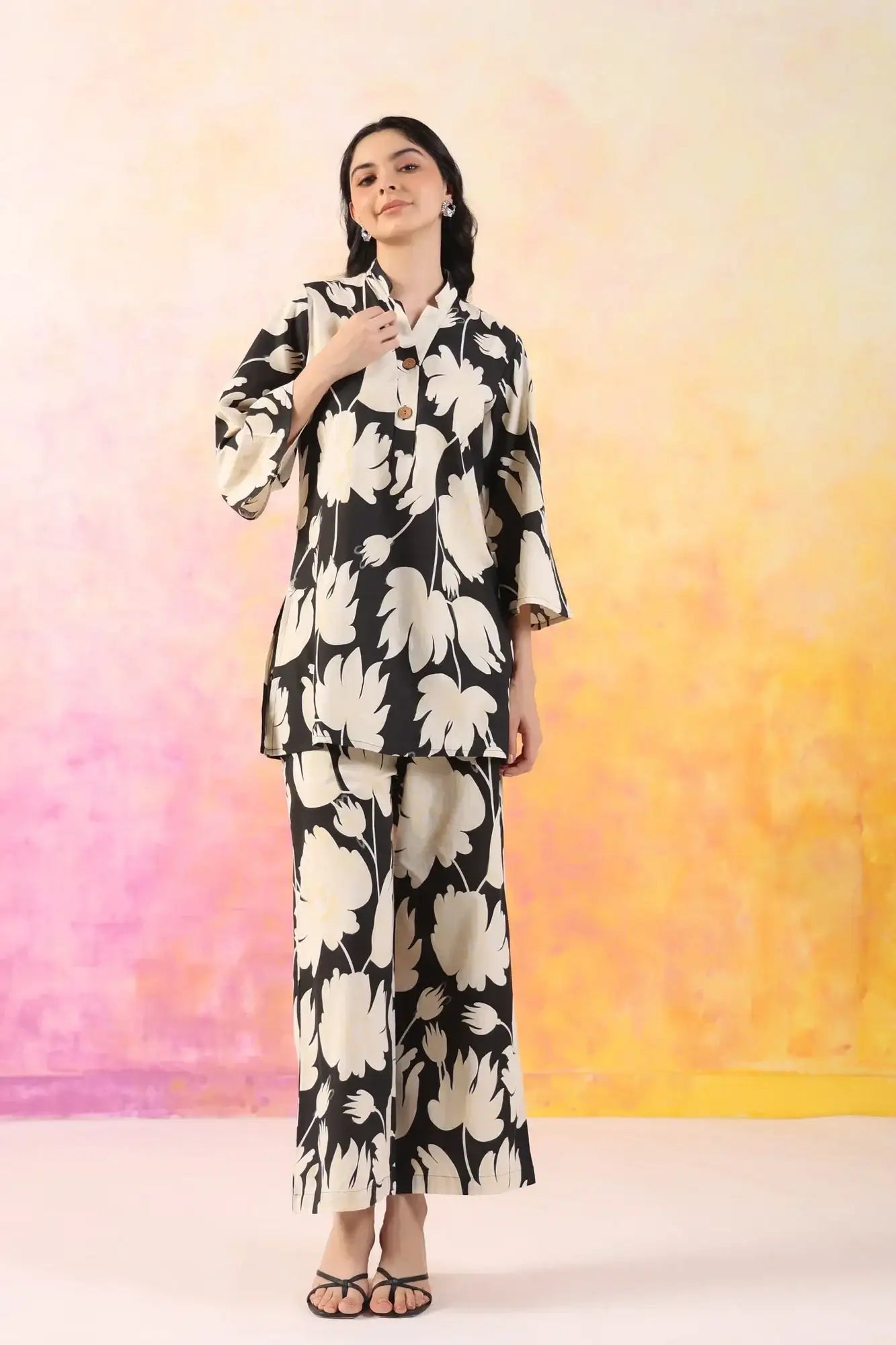 Exotic Vibes Palazzo Cotton Flex Loungewear Set
