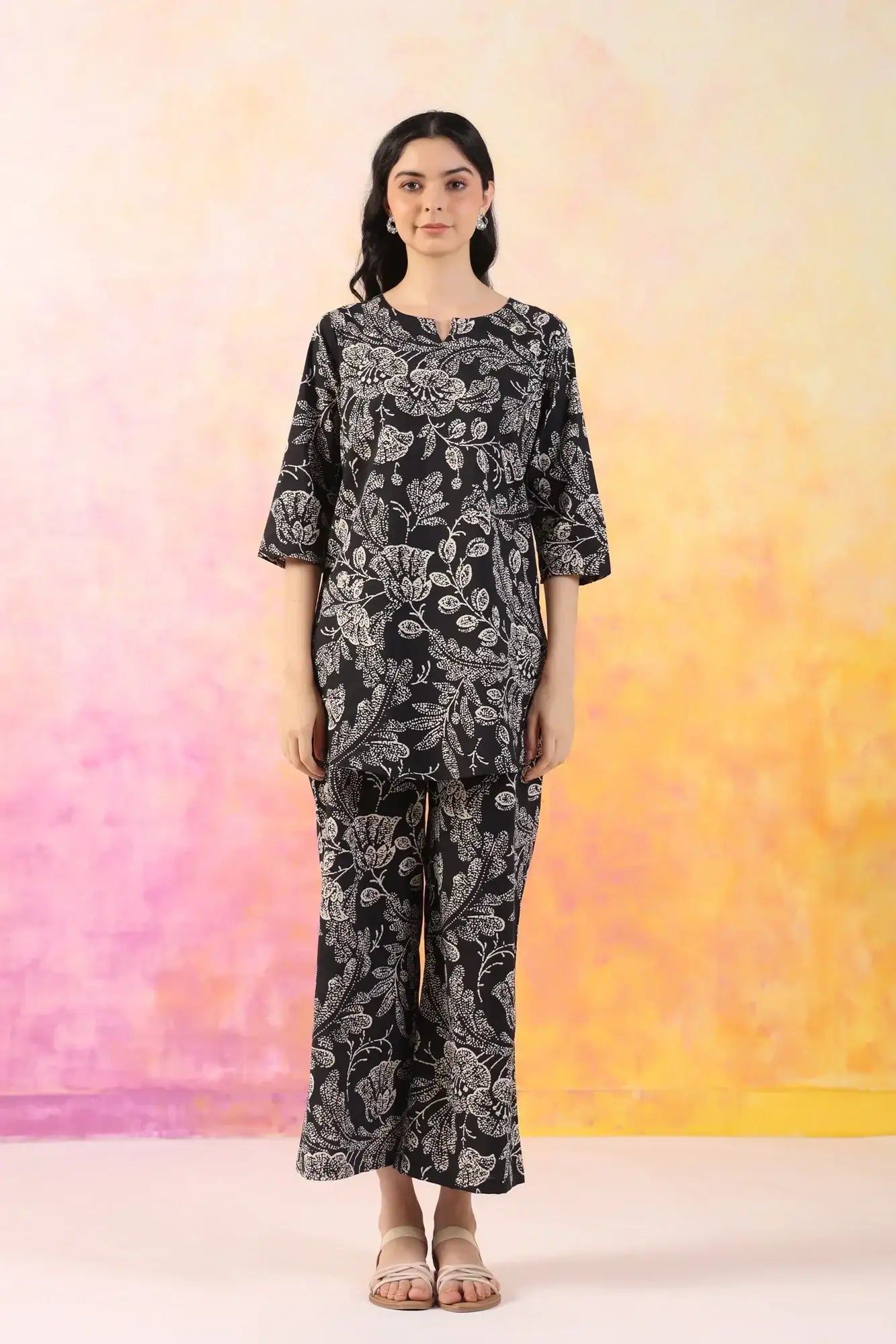 Botanic Harmony Cotton Palazzo Loungewear Set
