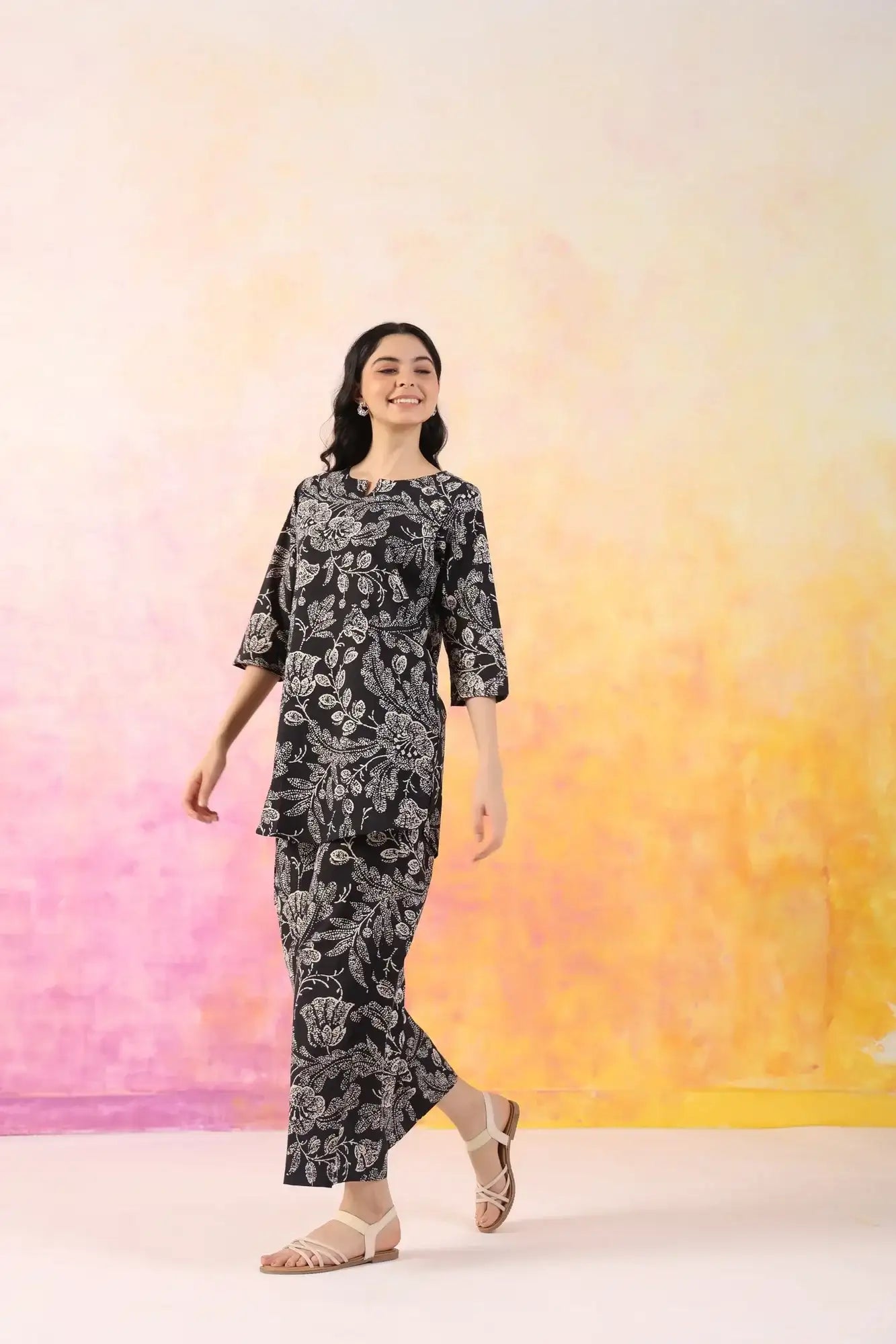 Botanic Harmony Cotton Palazzo Loungewear Set