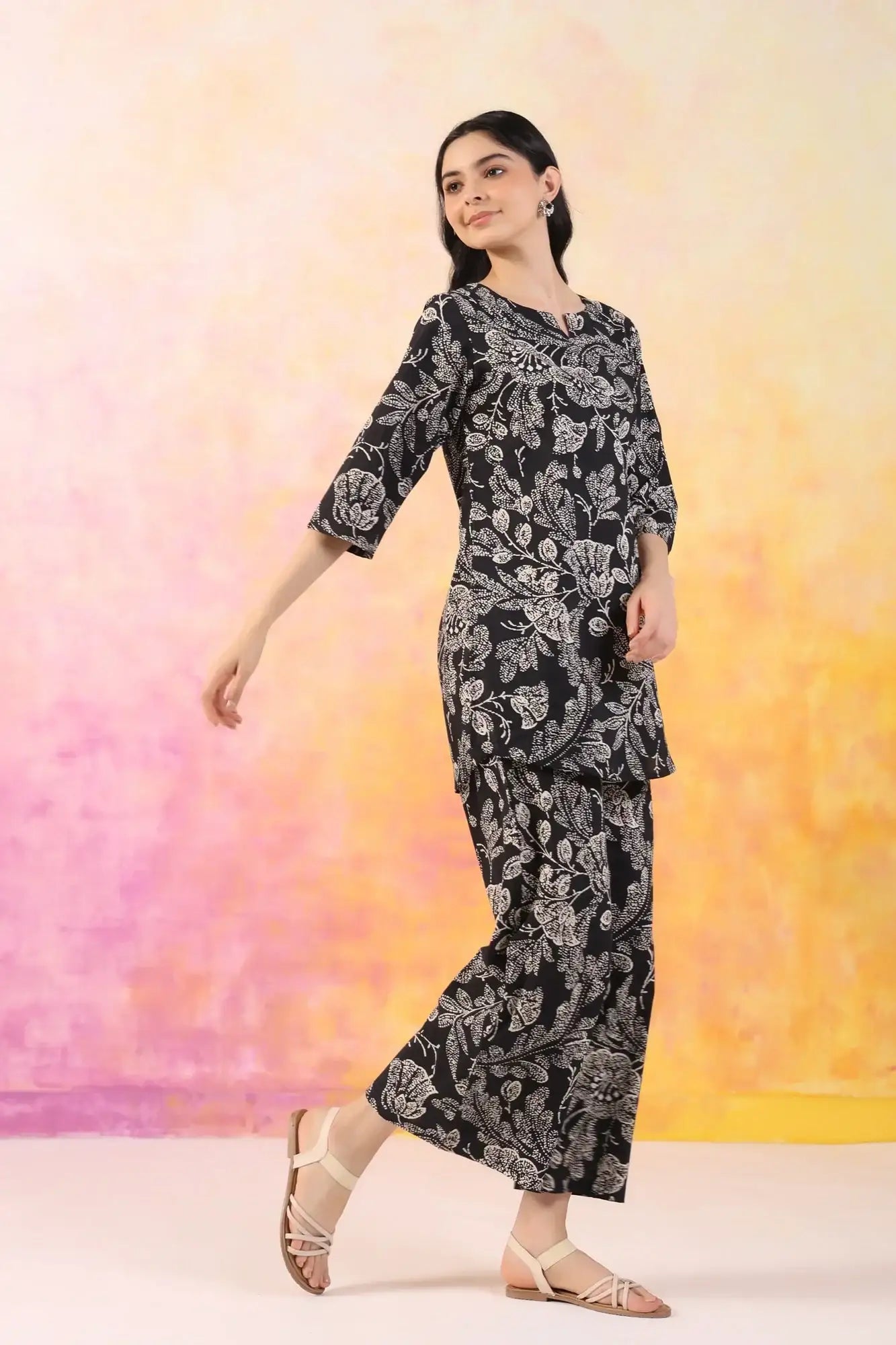 Botanic Harmony Cotton Palazzo Loungewear Set