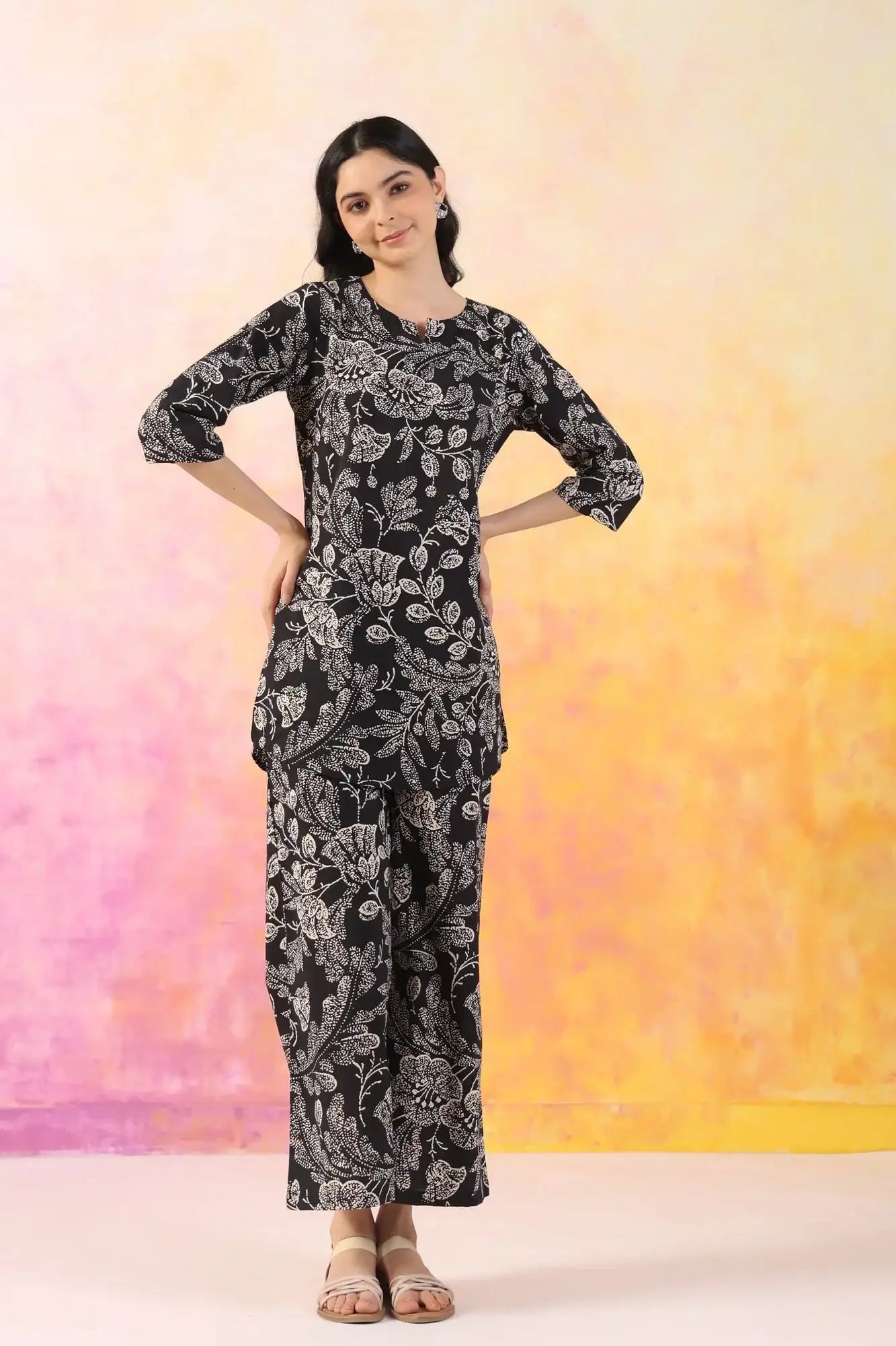 Botanic Harmony Cotton Palazzo Loungewear Set