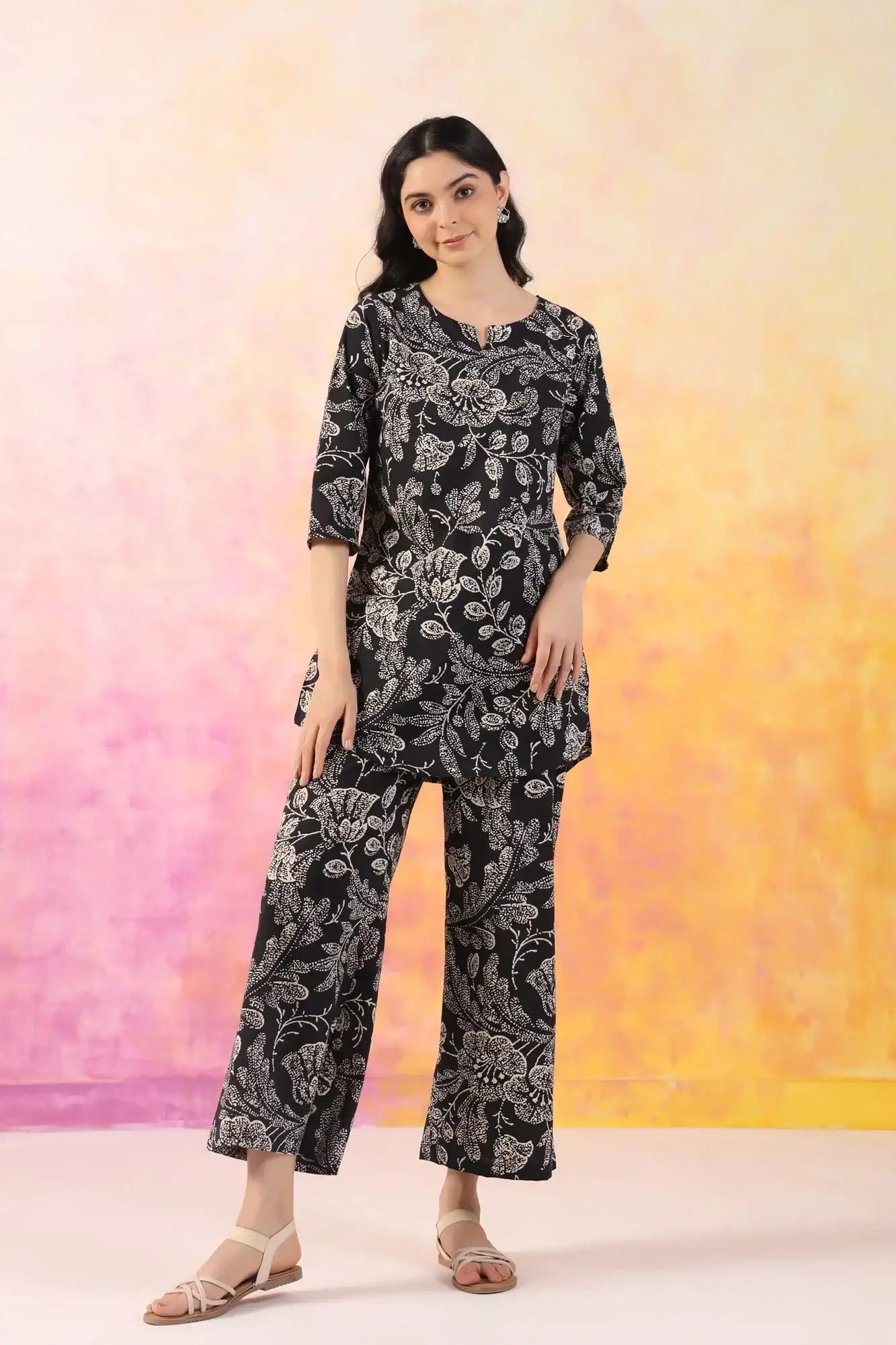 Botanic Harmony Cotton Palazzo Loungewear Set