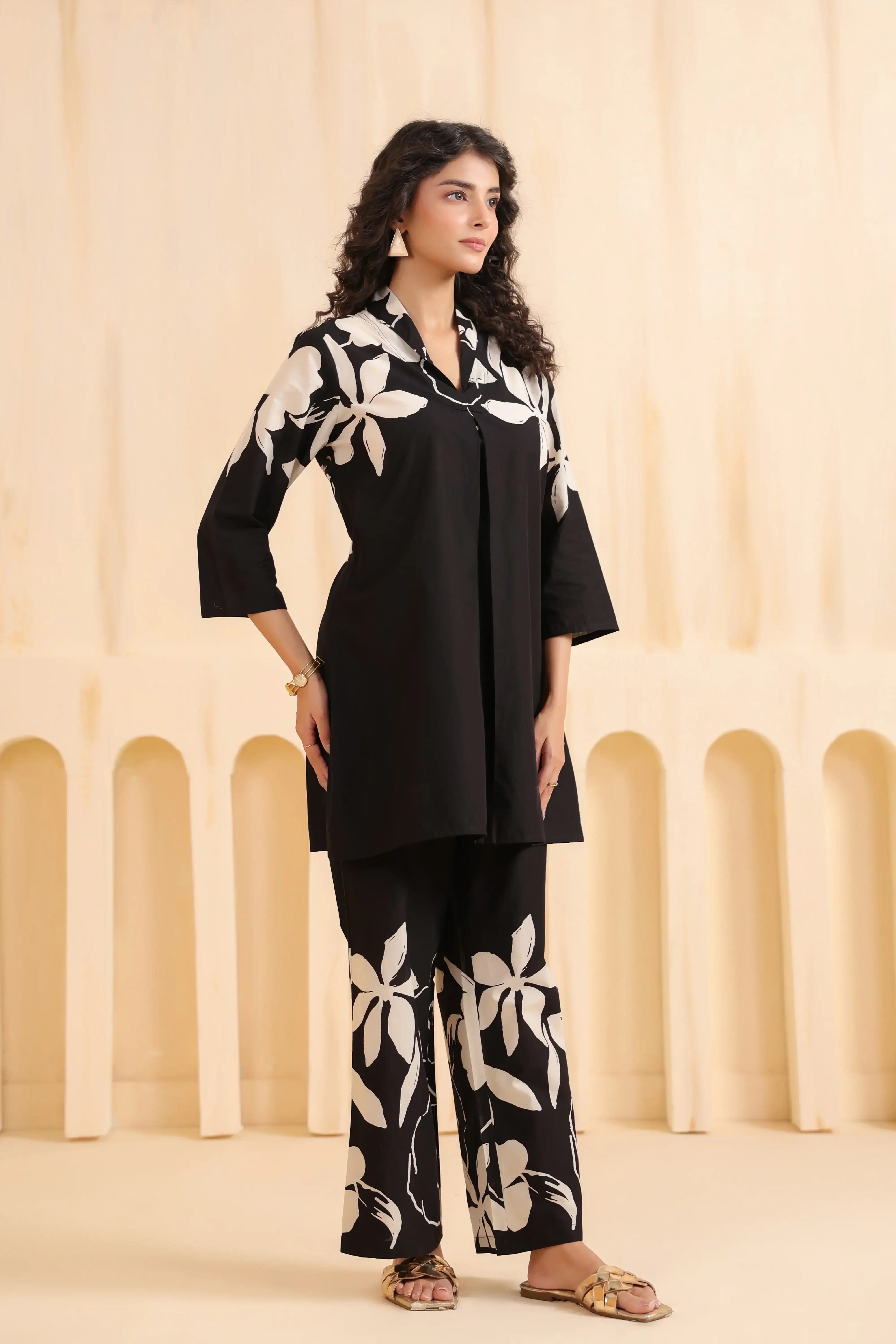 Noir Bloom Cotton Co-ord Set