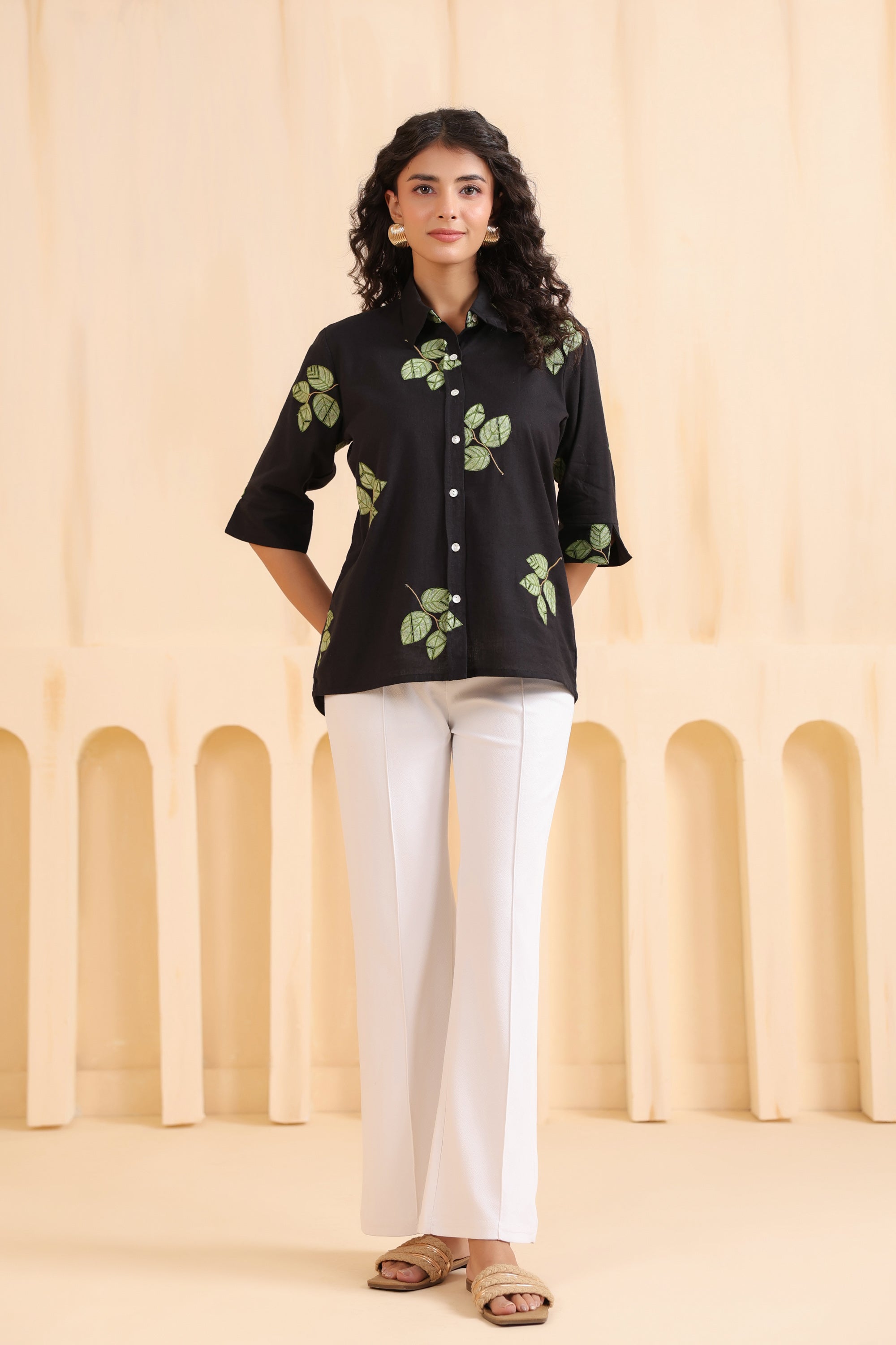 Midnight Leaf Luxe Cotton Flex Shirt