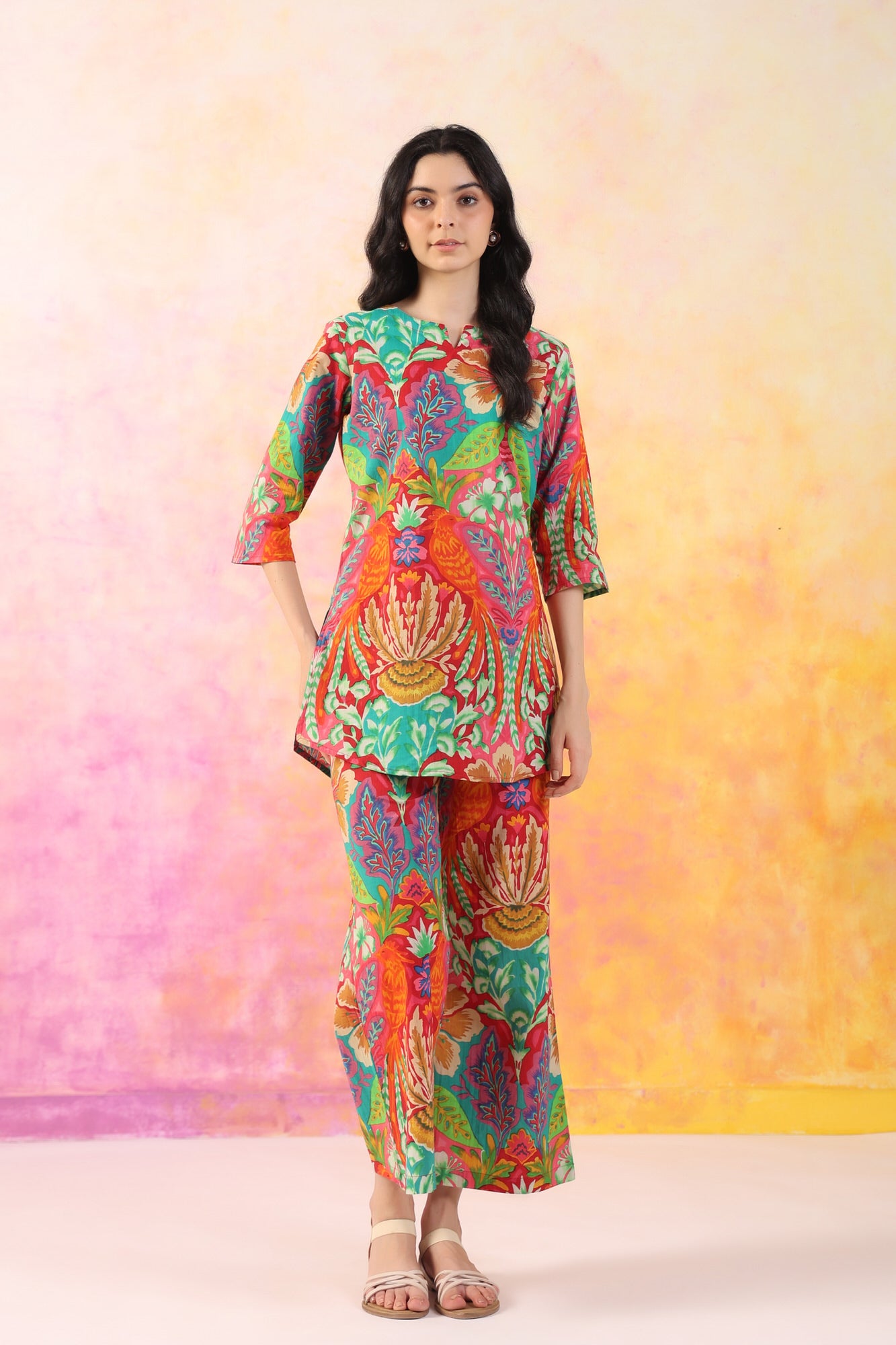 Sunset Splendor Palazzo Cotton Loungewear Set