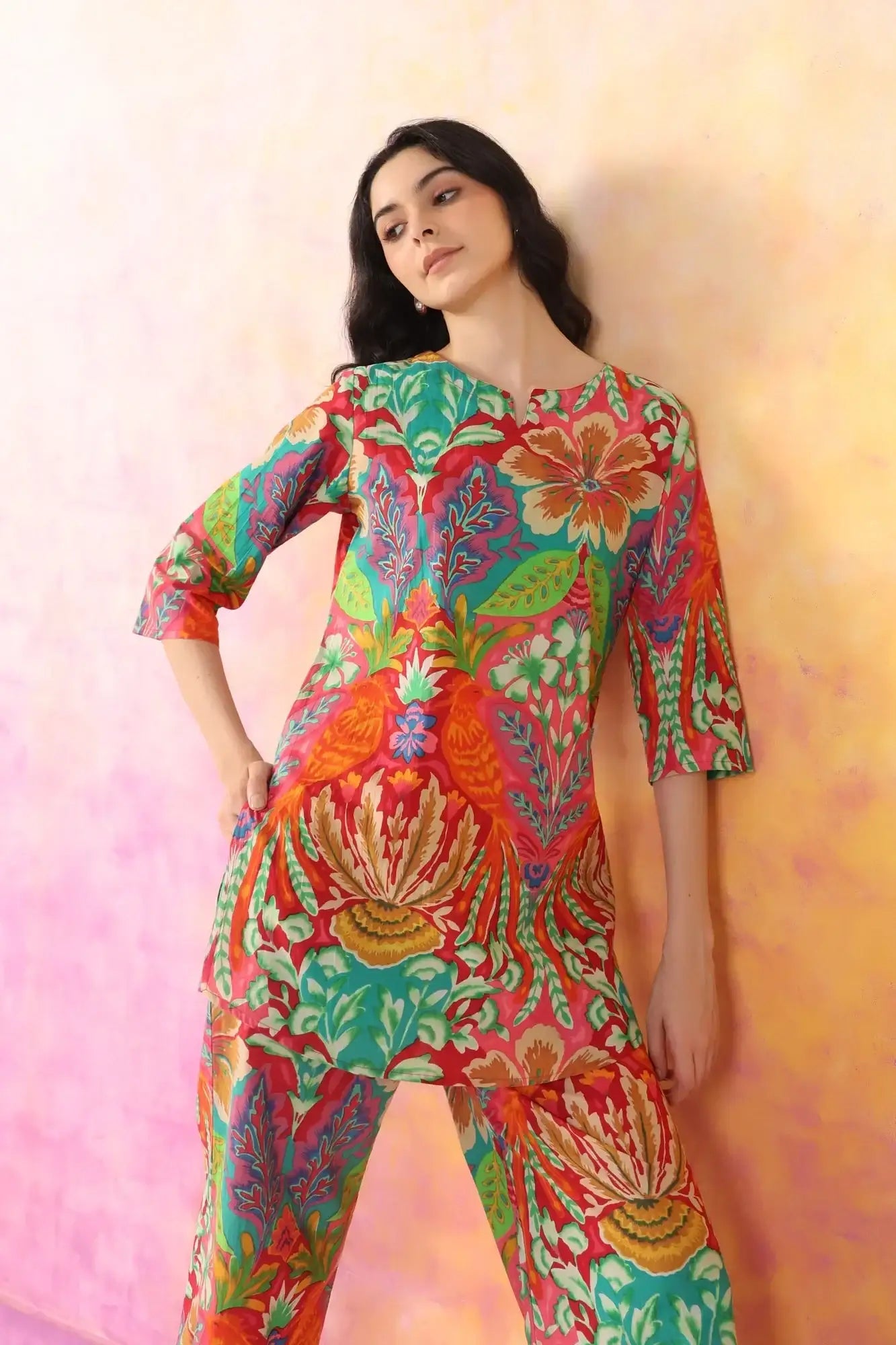 Sunset Splendor Palazzo Cotton Loungewear Set