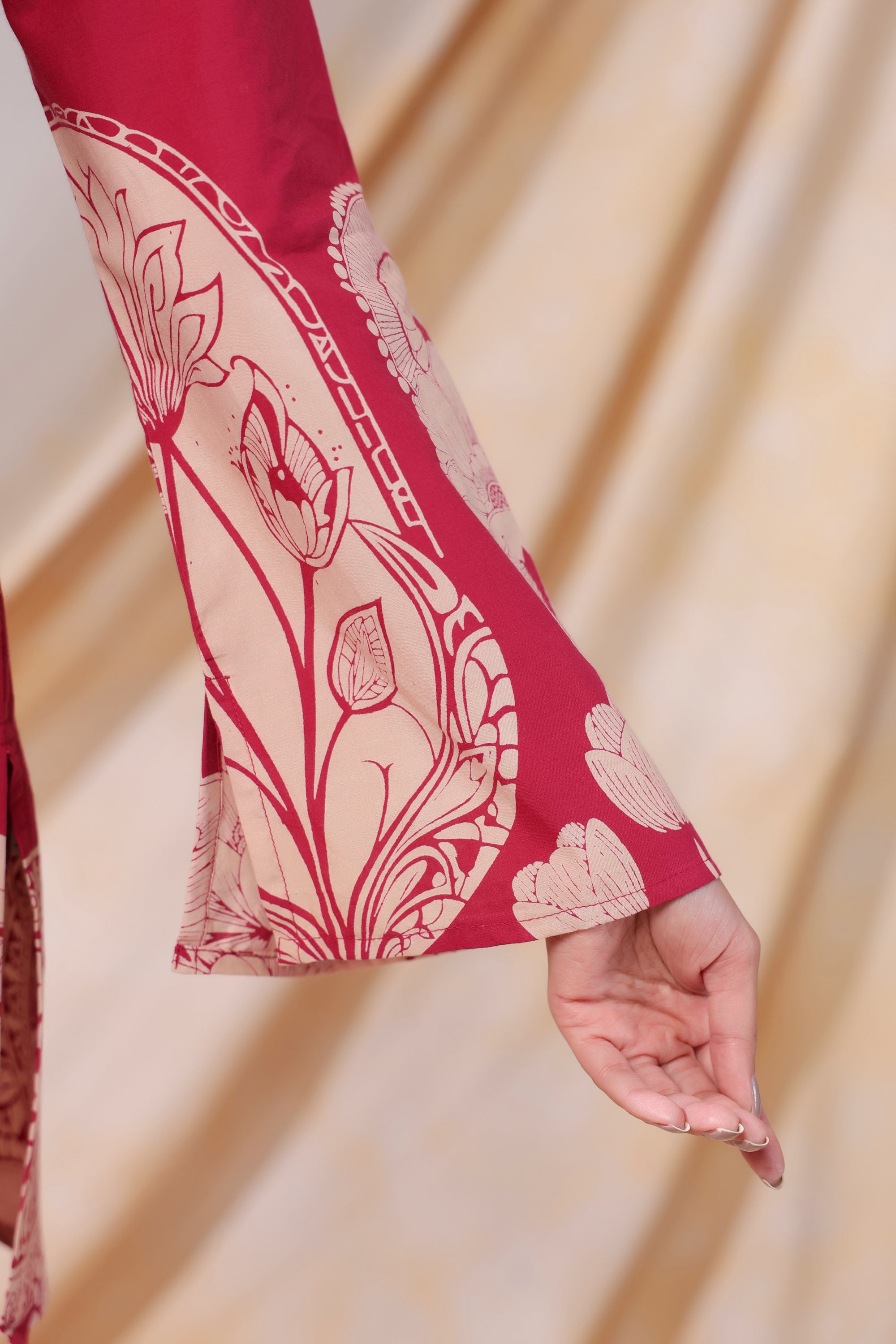 Pink Floral & Geometric Motifs Printed Cotton Co-ord Set