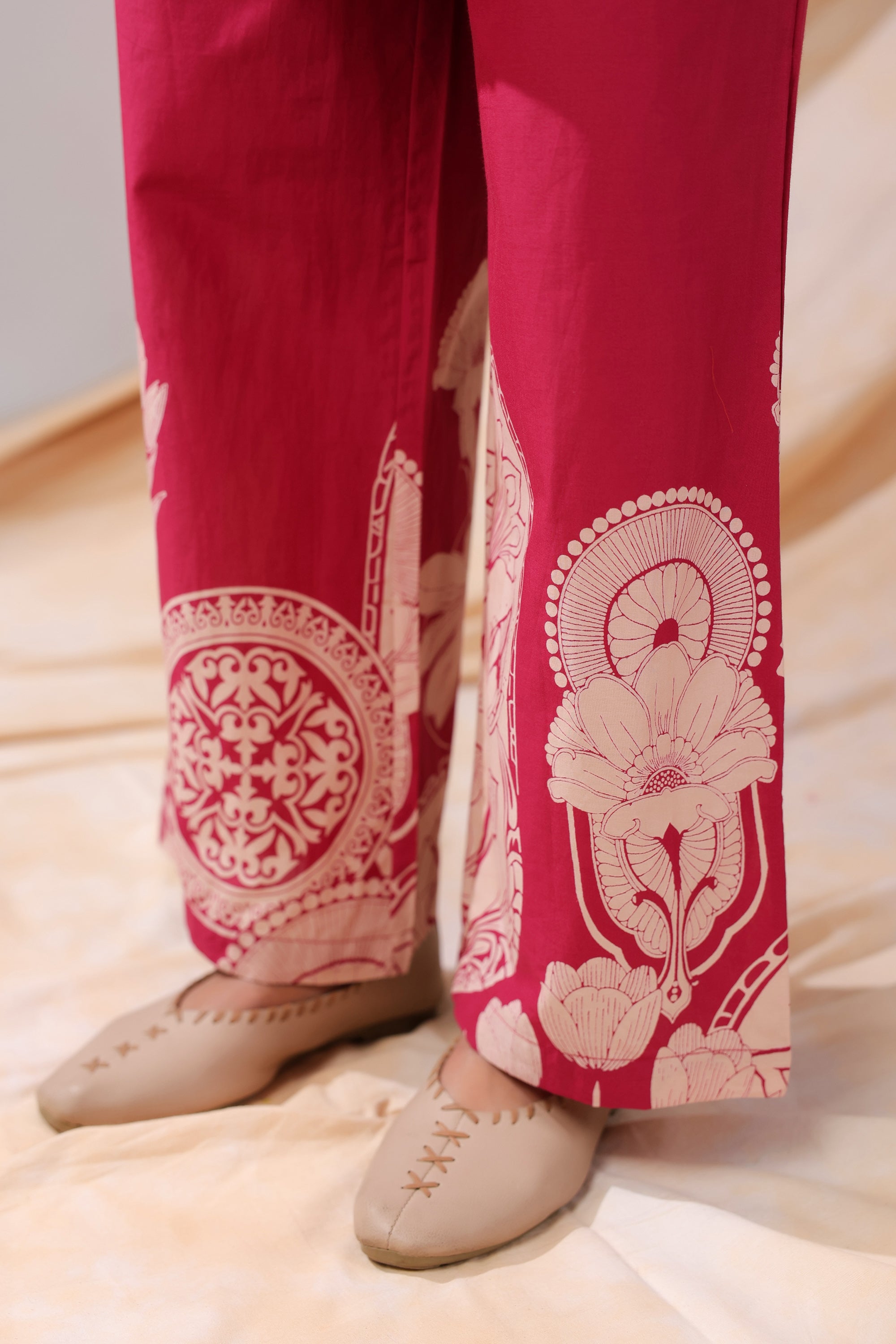 Pink Floral & Geometric Motifs Printed Cotton Co-ord Set