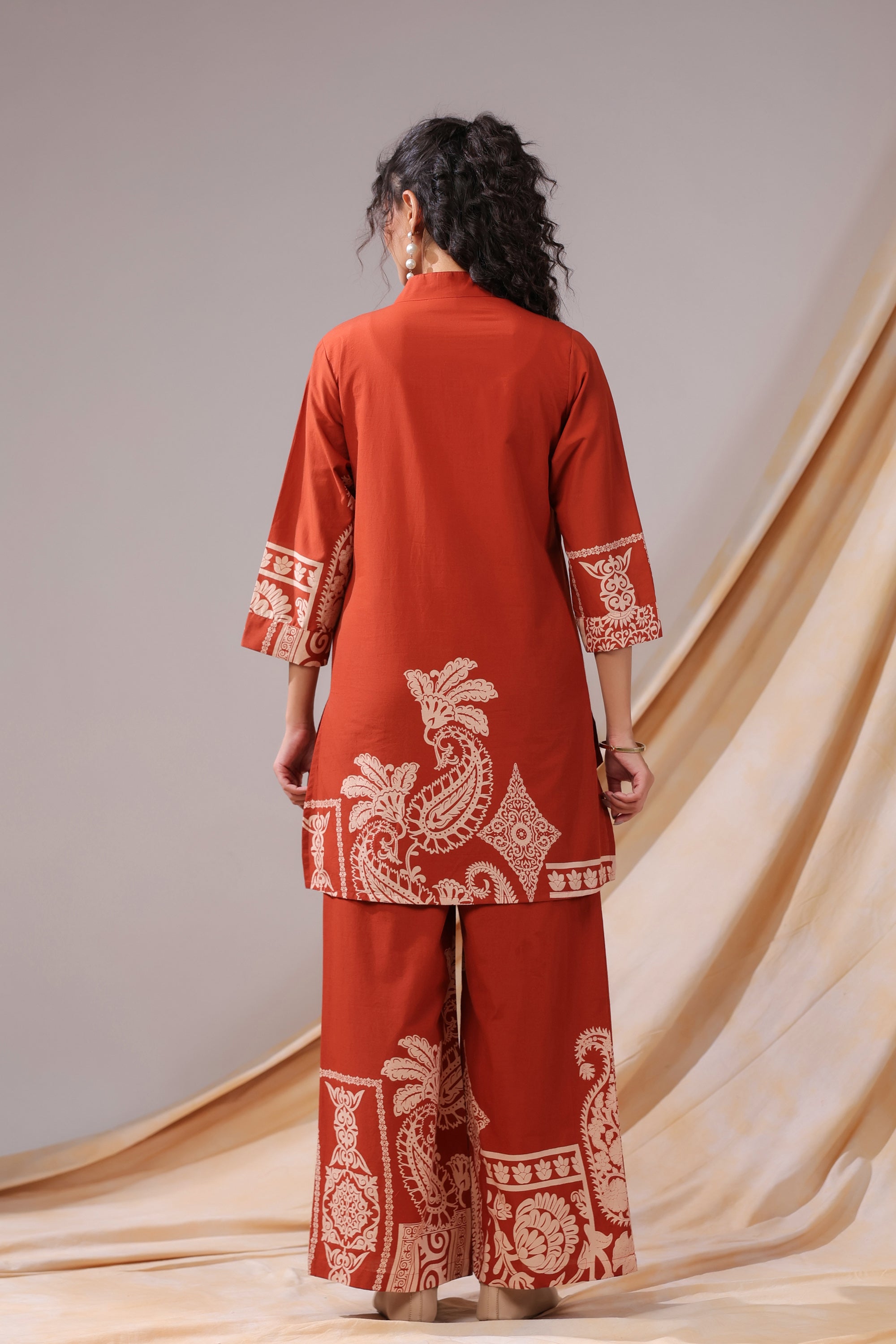 Rust Paisley Printed Cotton Co-ord Set