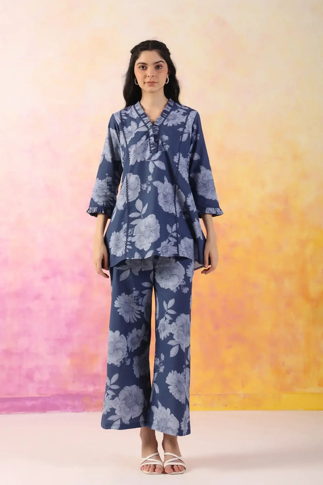The Breezy Edit Blue Cotton Flex Co-ord Set