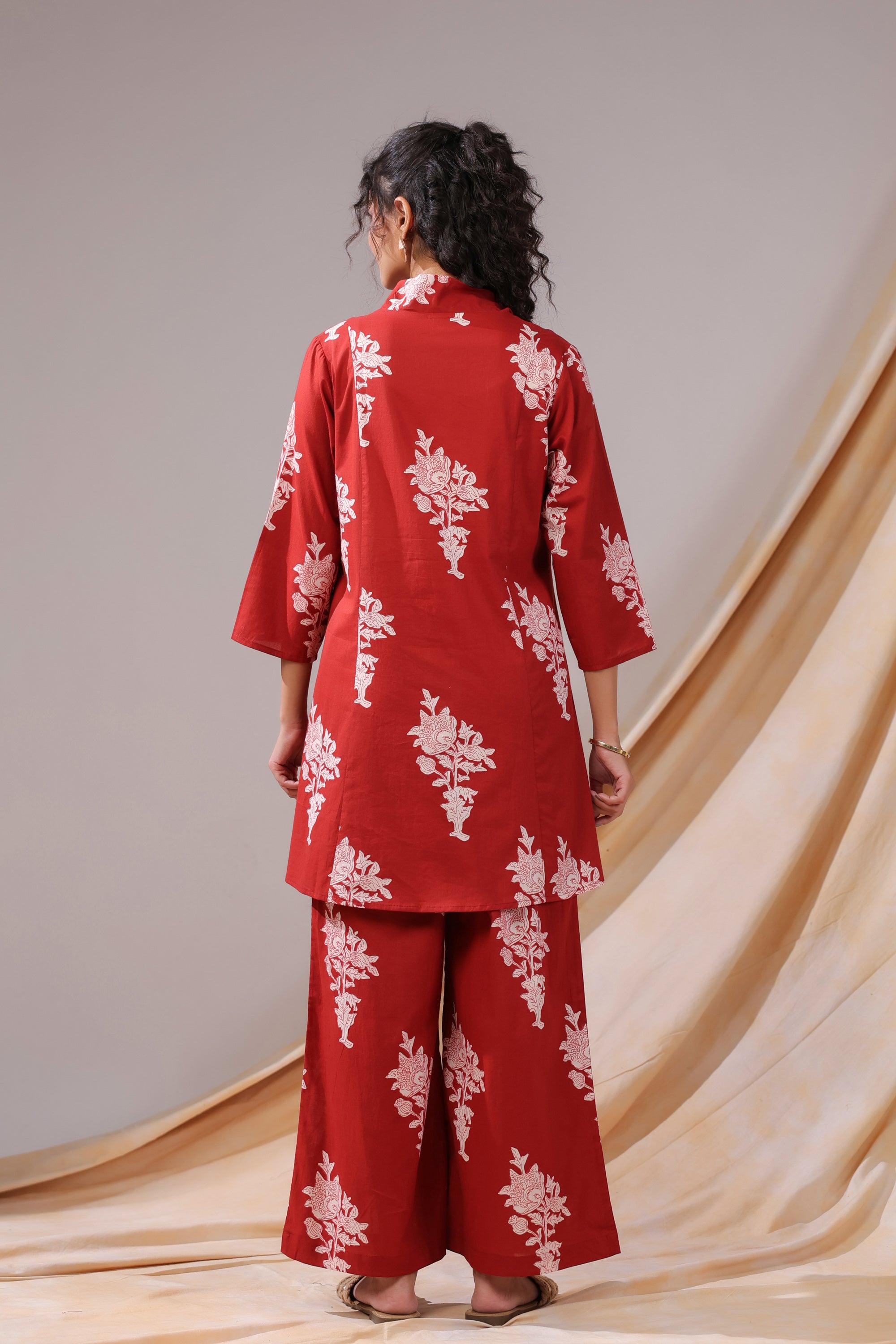 Crimson Vine Printed Cotton Co-ord Set