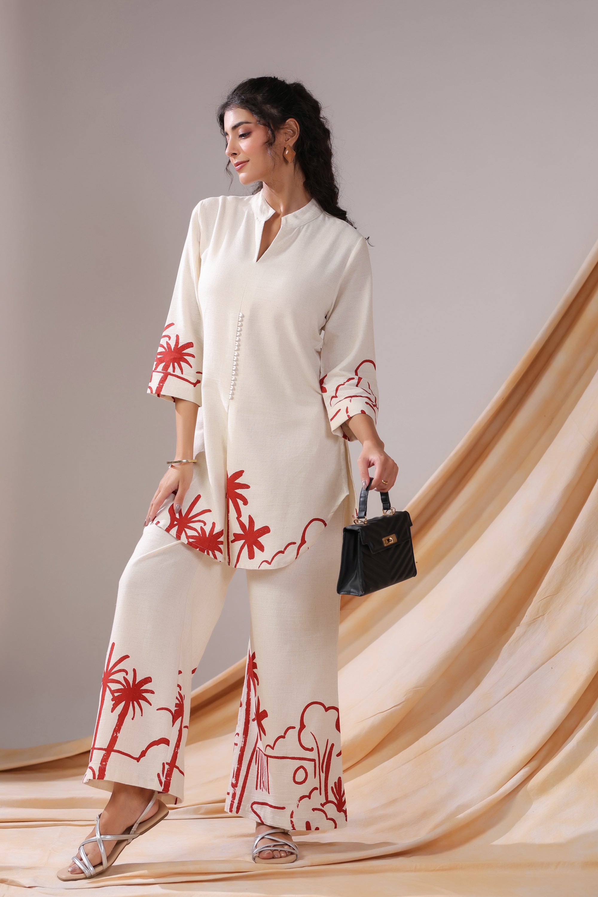 Palm Sketch Cotton Flex Co-ord Set