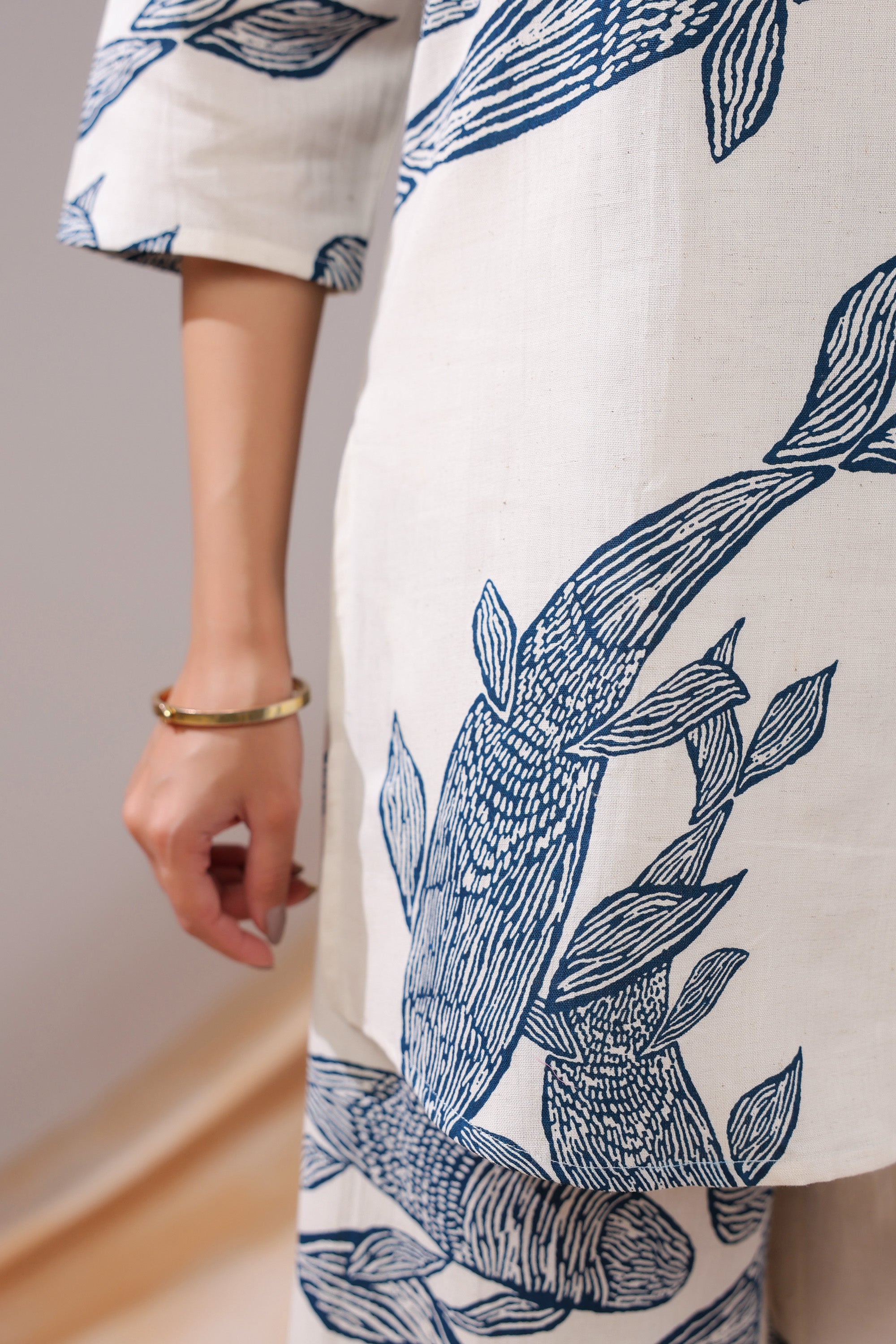 Ivory Koi Cotton Flex Co-ord Set