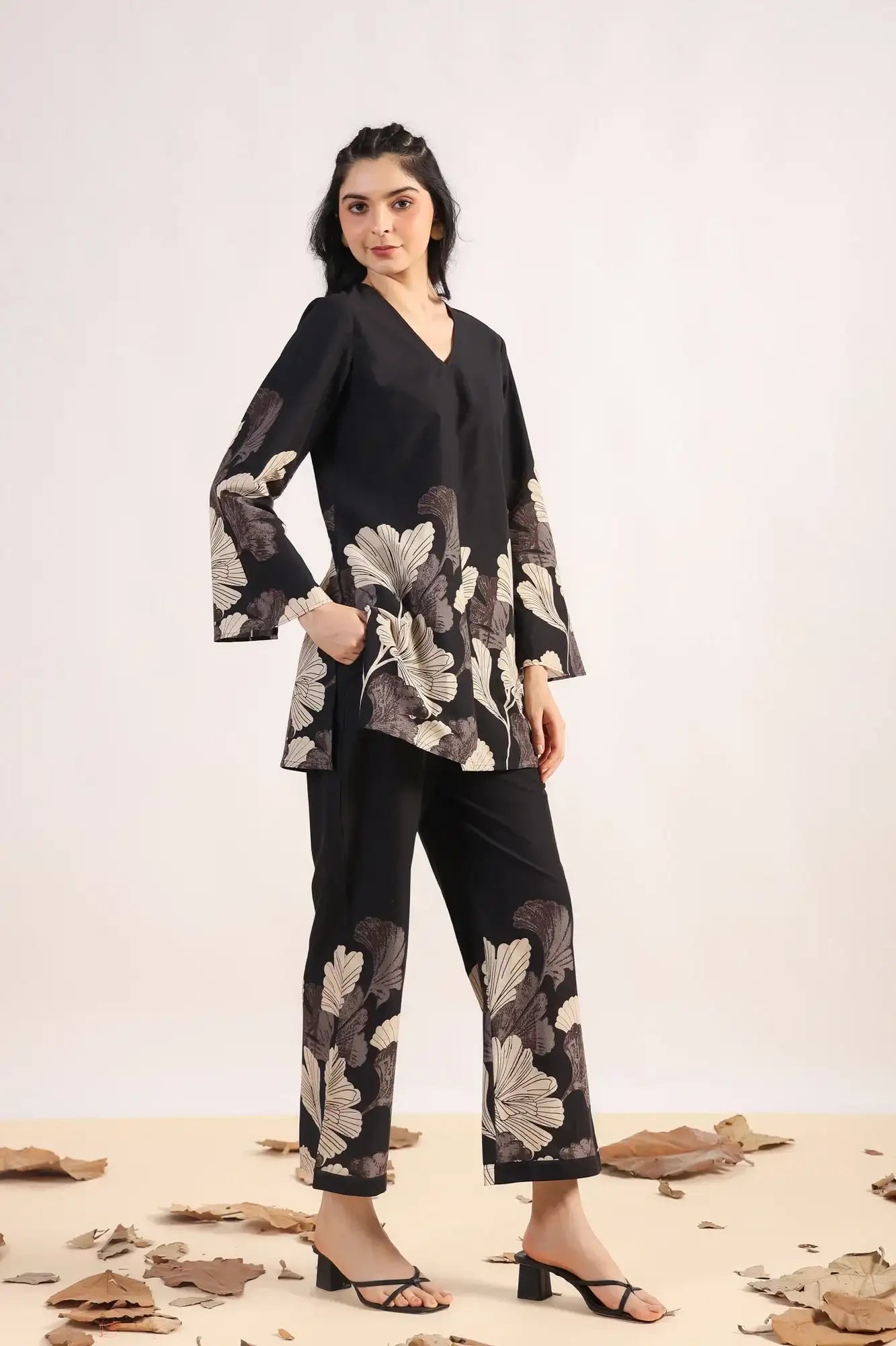 Radiant Rhythms Black Cotton Co-ord Set