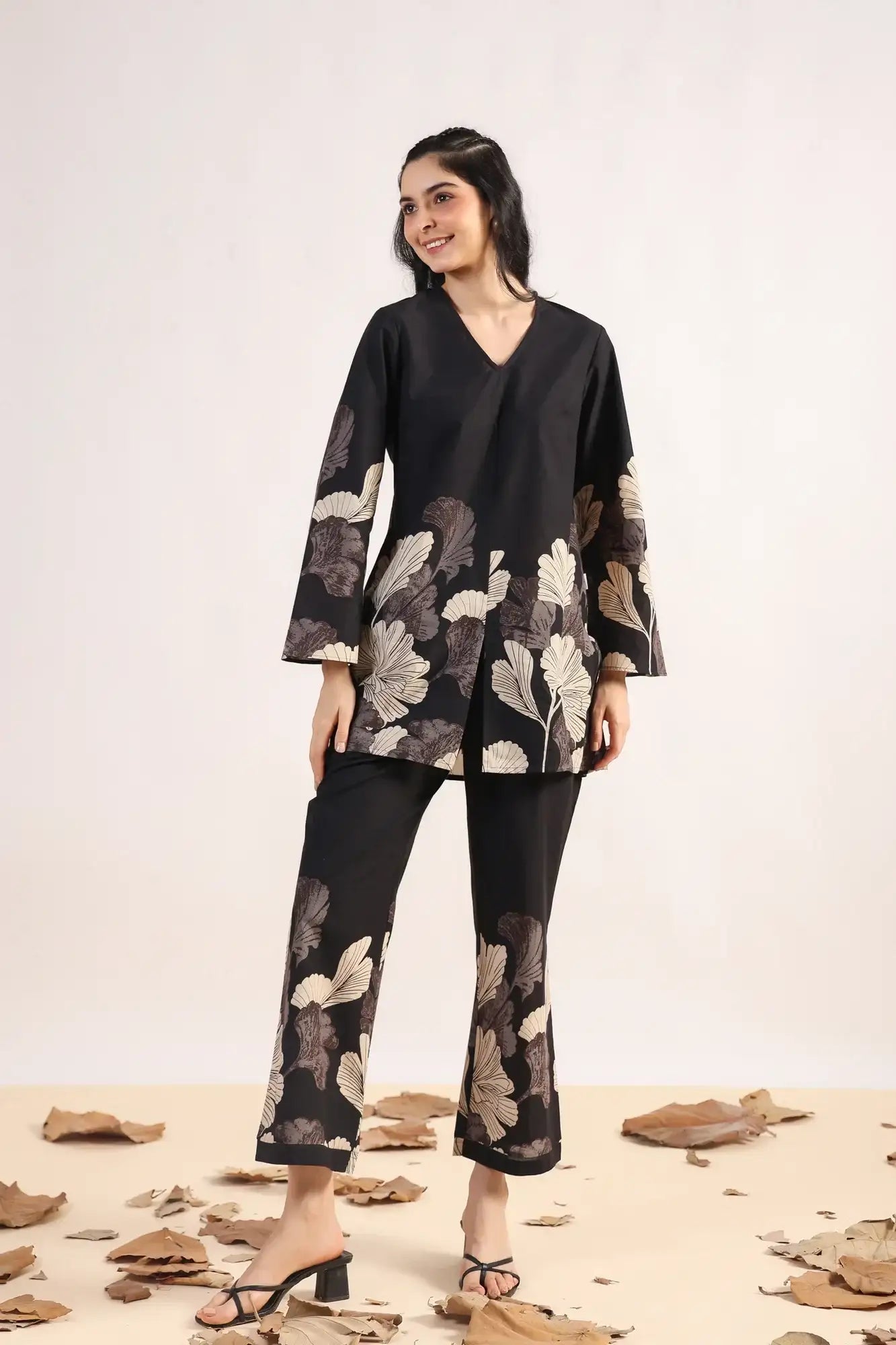 Radiant Rhythms Black Cotton Co-ord Set