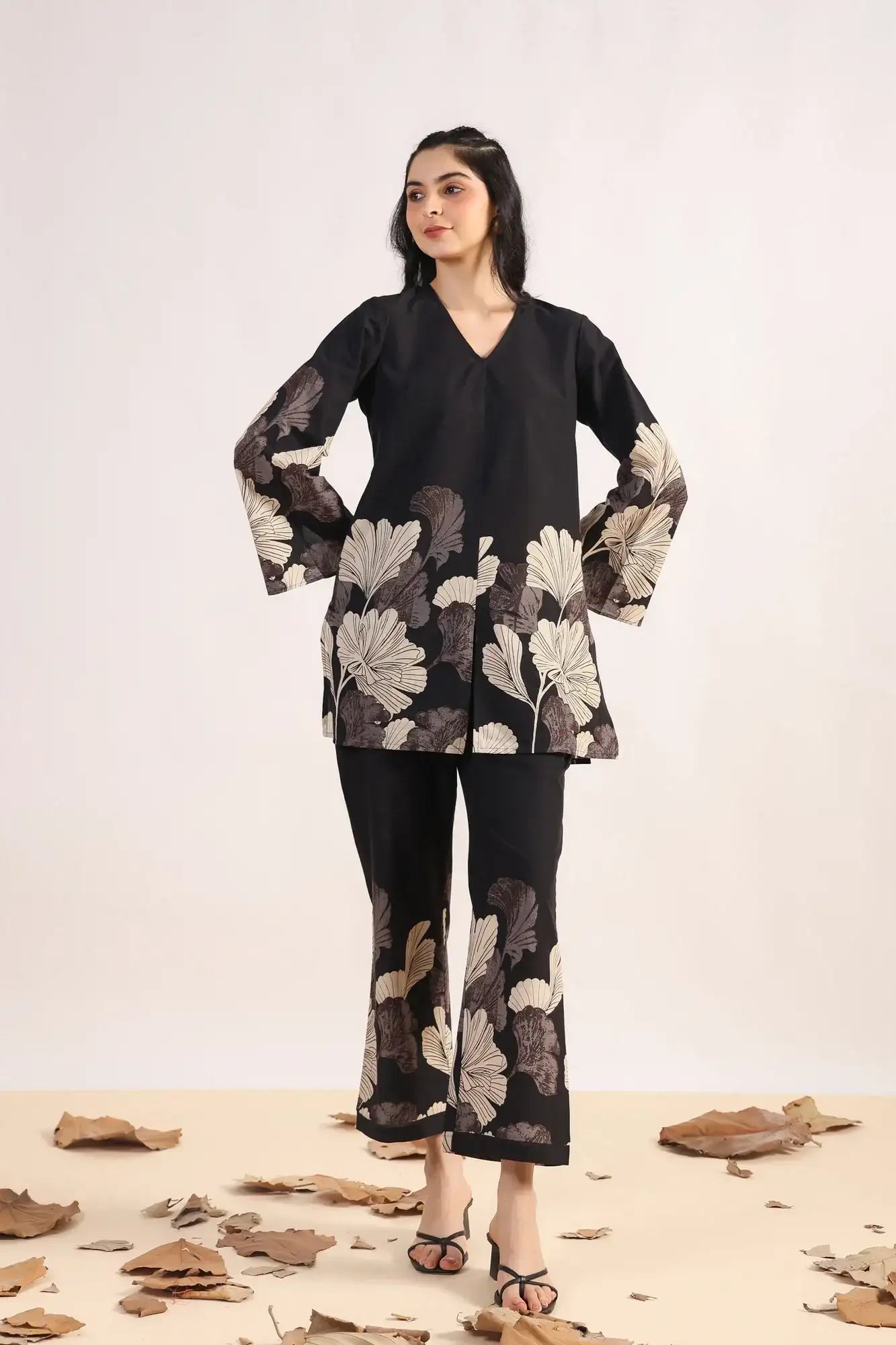 Radiant Rhythms Black Cotton Co-ord Set