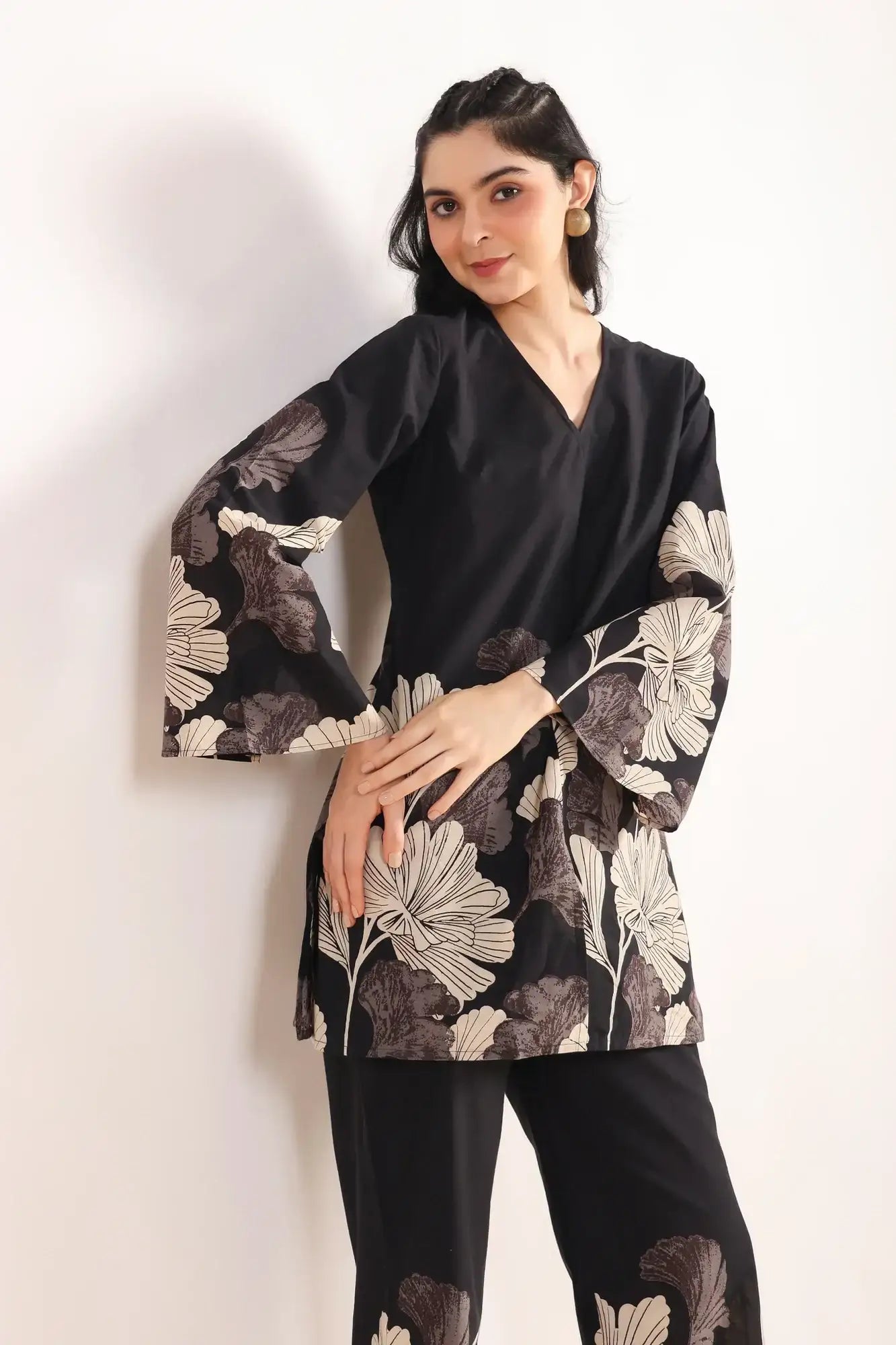 Radiant Rhythms Black Cotton Co-ord Set