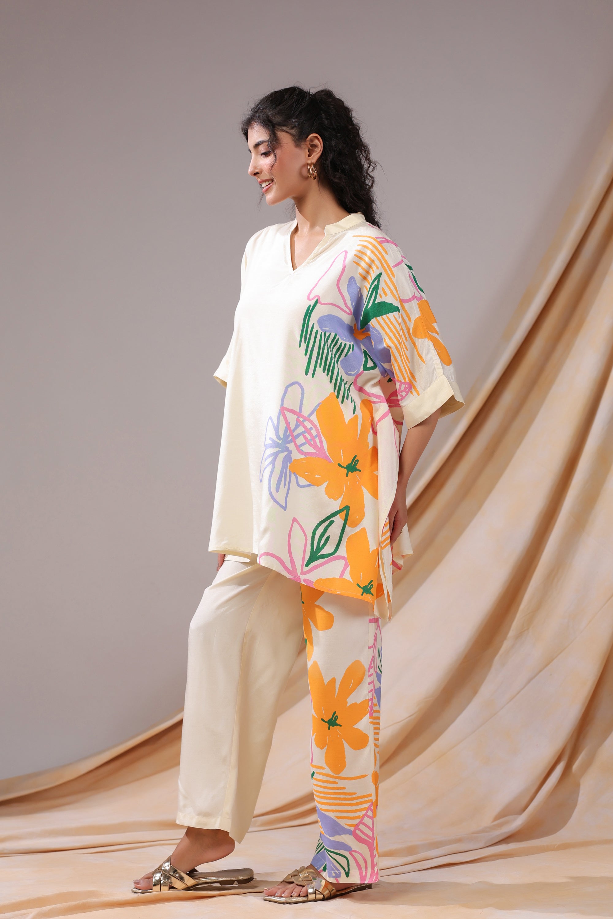 Tropical Canvas Russian Silk Co-ord Set