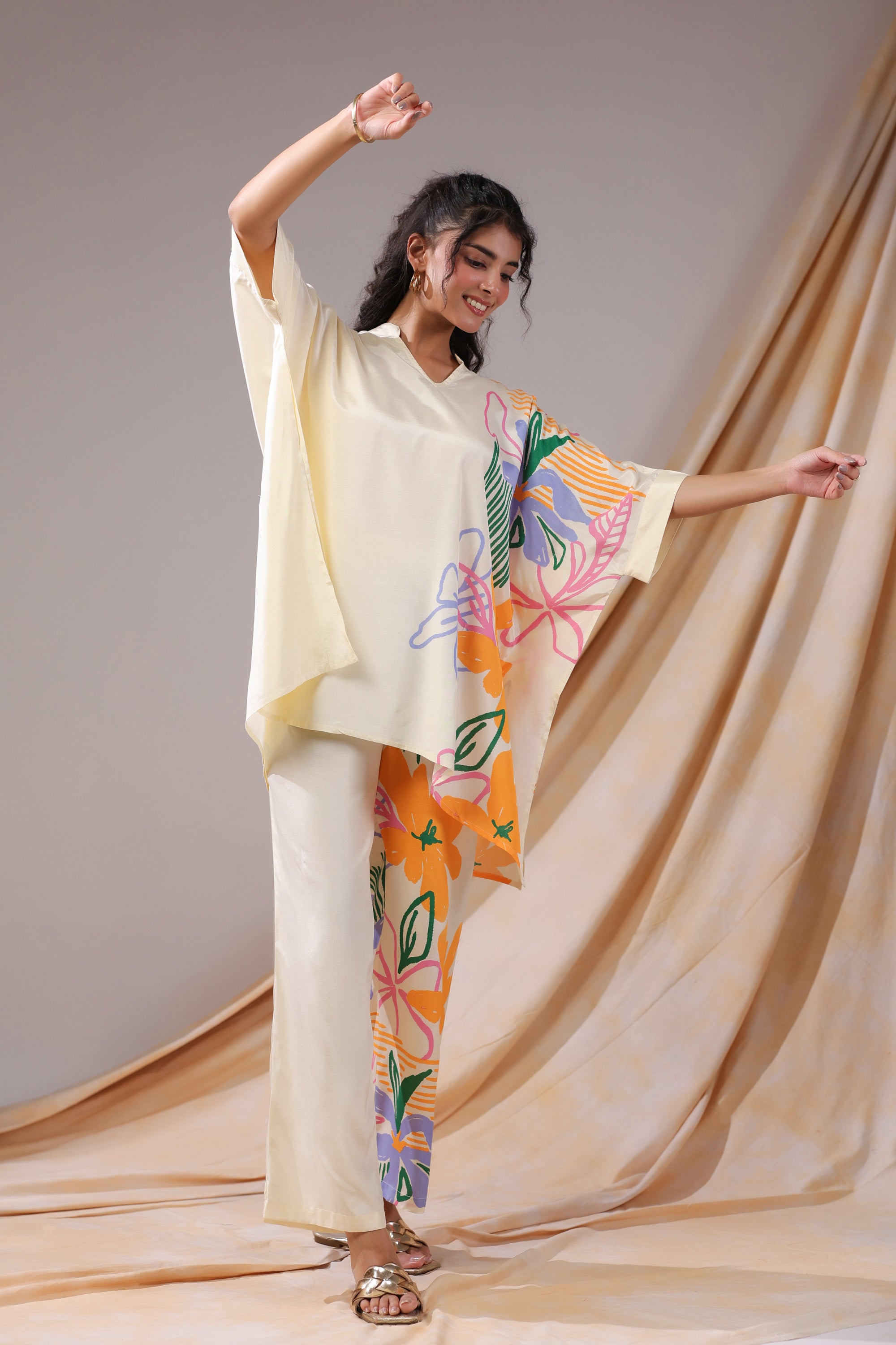 Tropical Canvas Russian Silk Co-ord Set