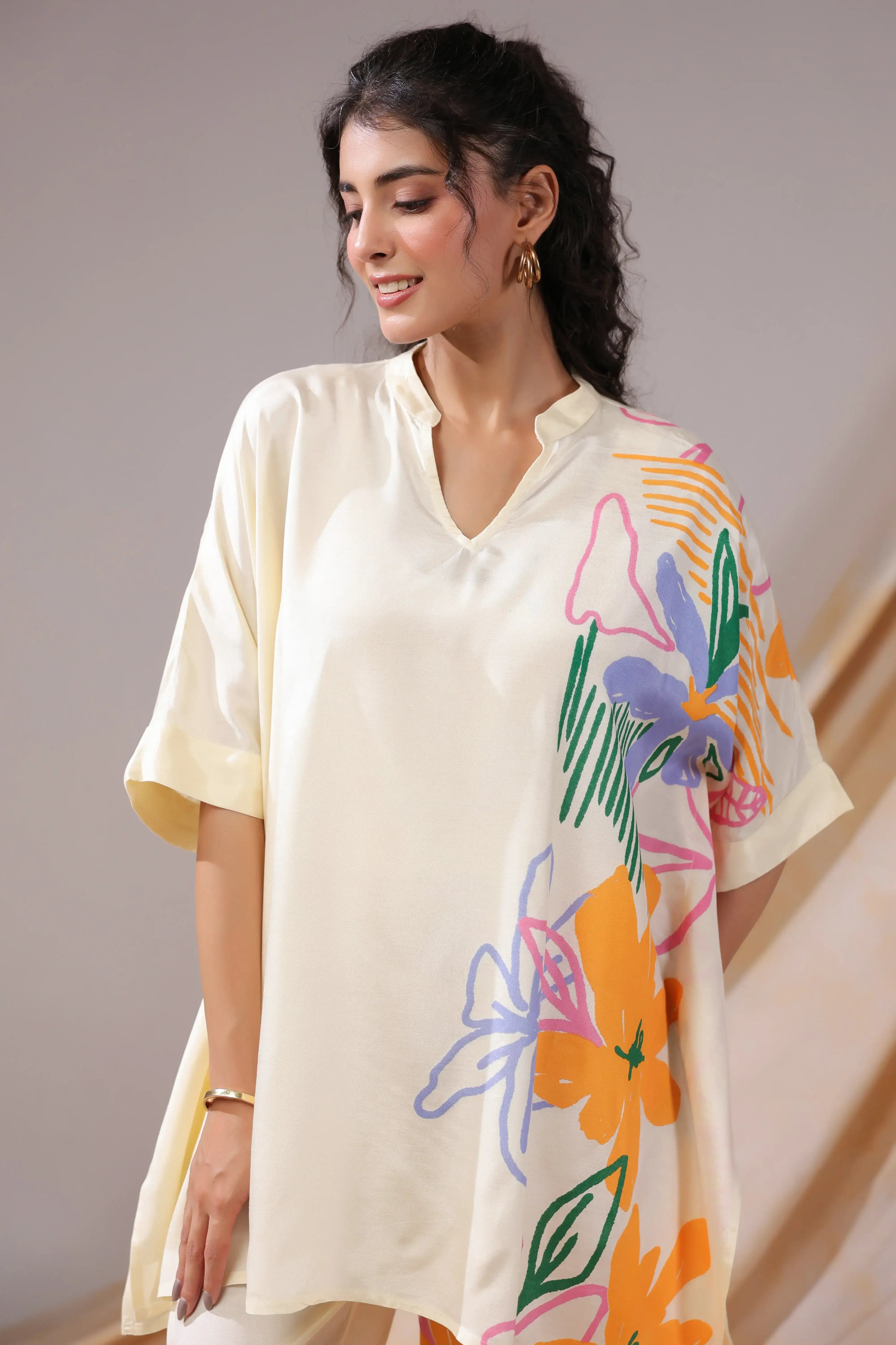 Tropical Canvas Russian Silk Co-ord Set