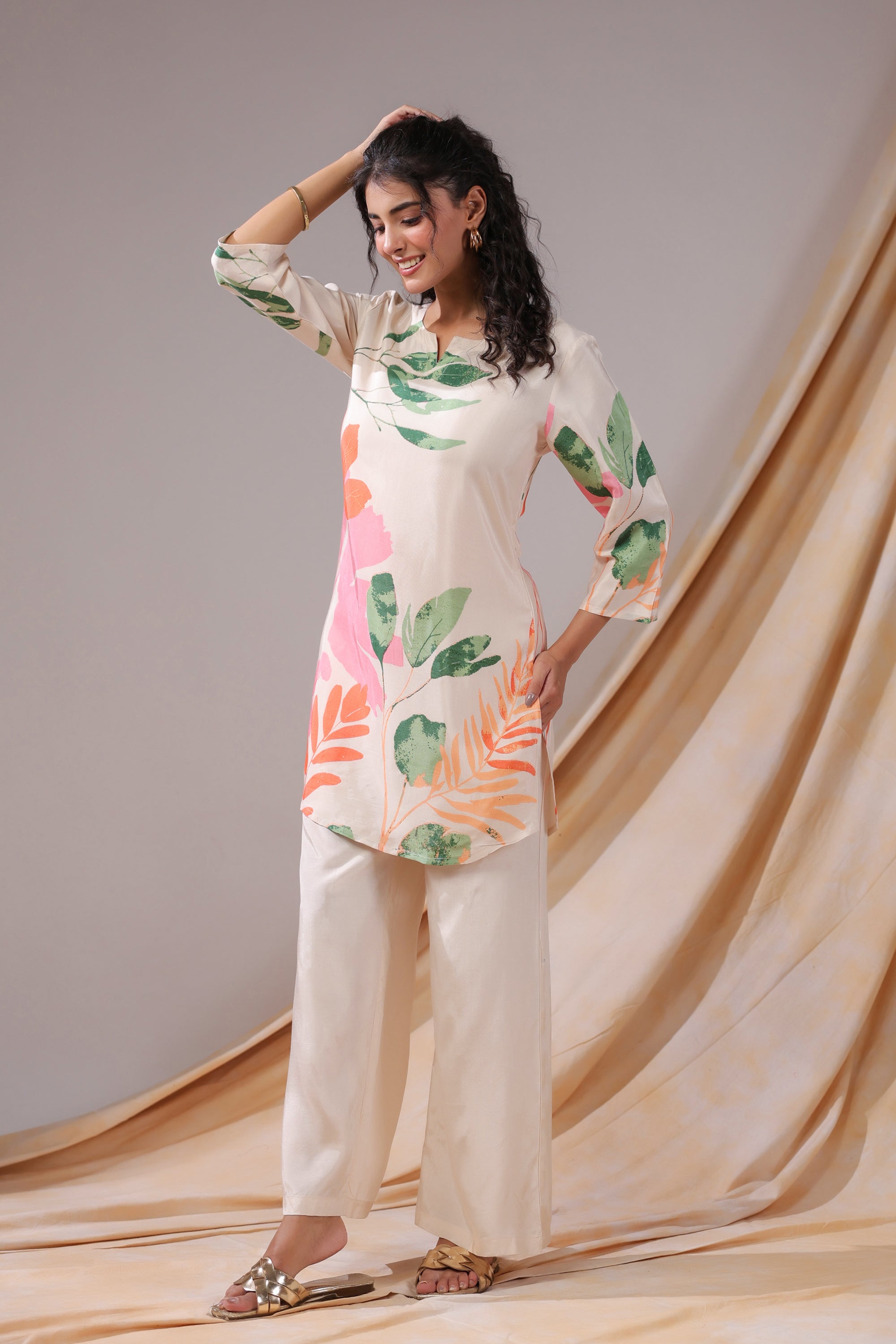 Pastel Garden Russian Silk Co-ord Set