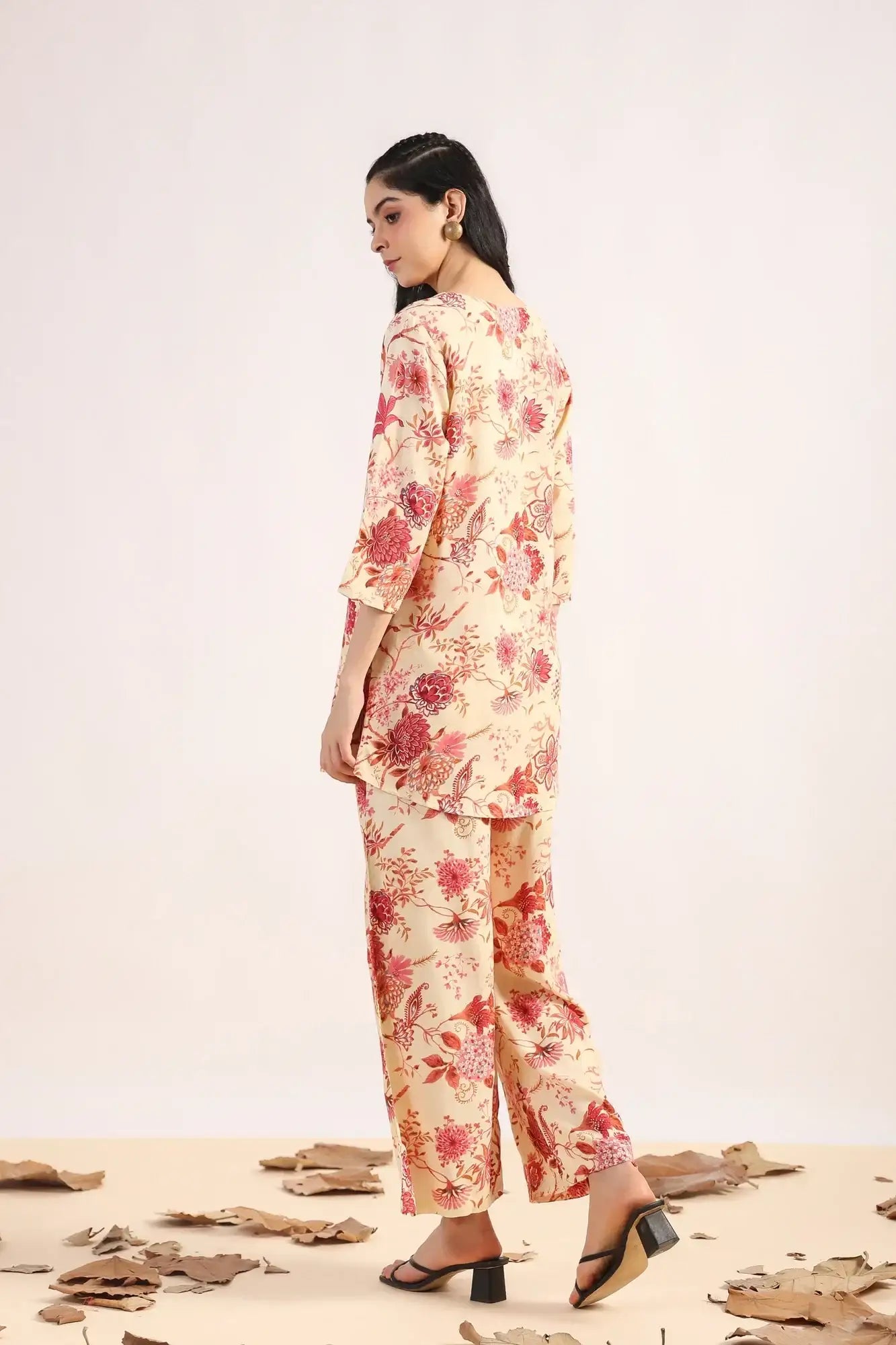 Leafy Luxe Palazzo Cotton Loungewear Set