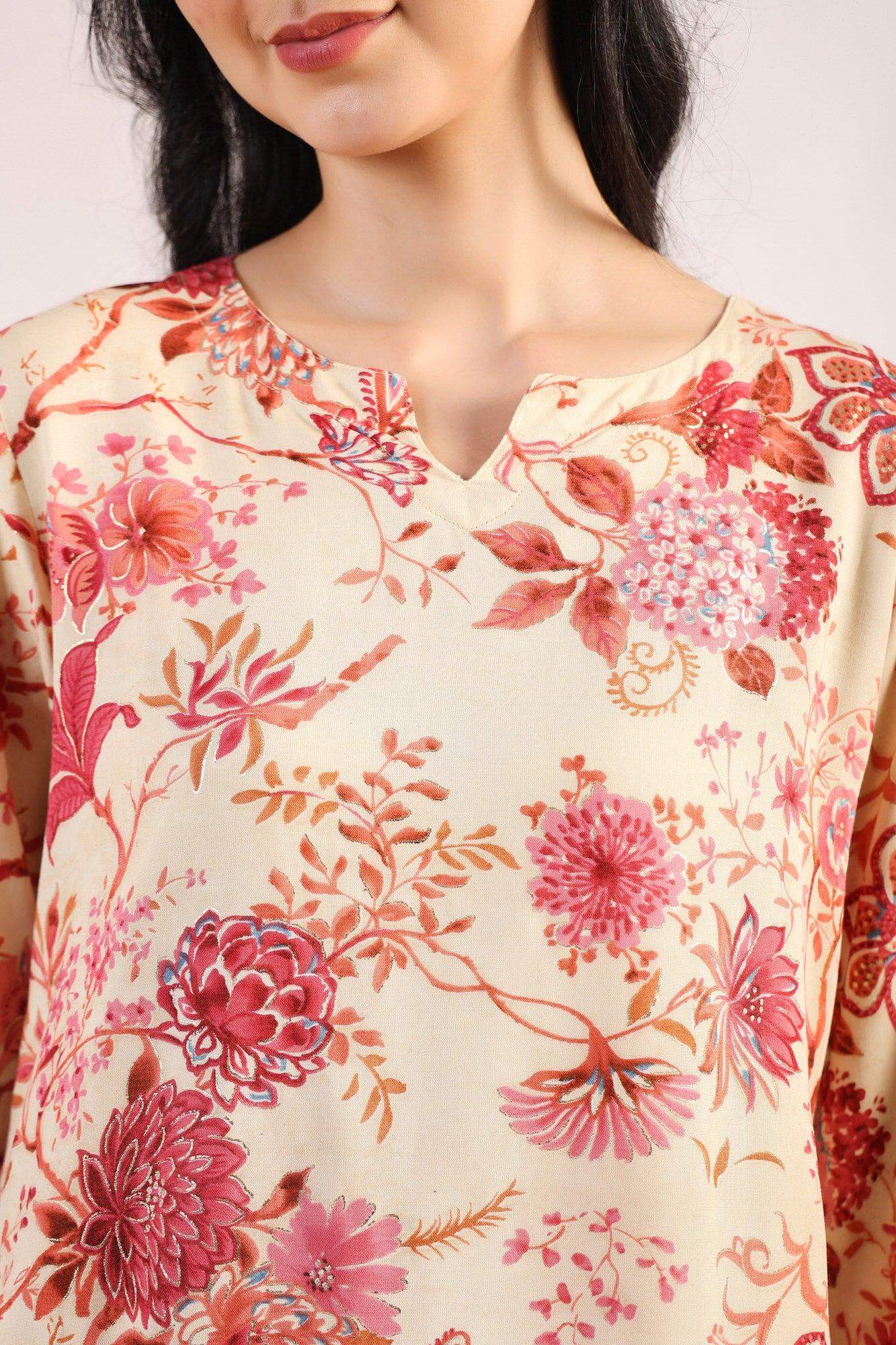 Leafy Luxe Palazzo Cotton Loungewear Set