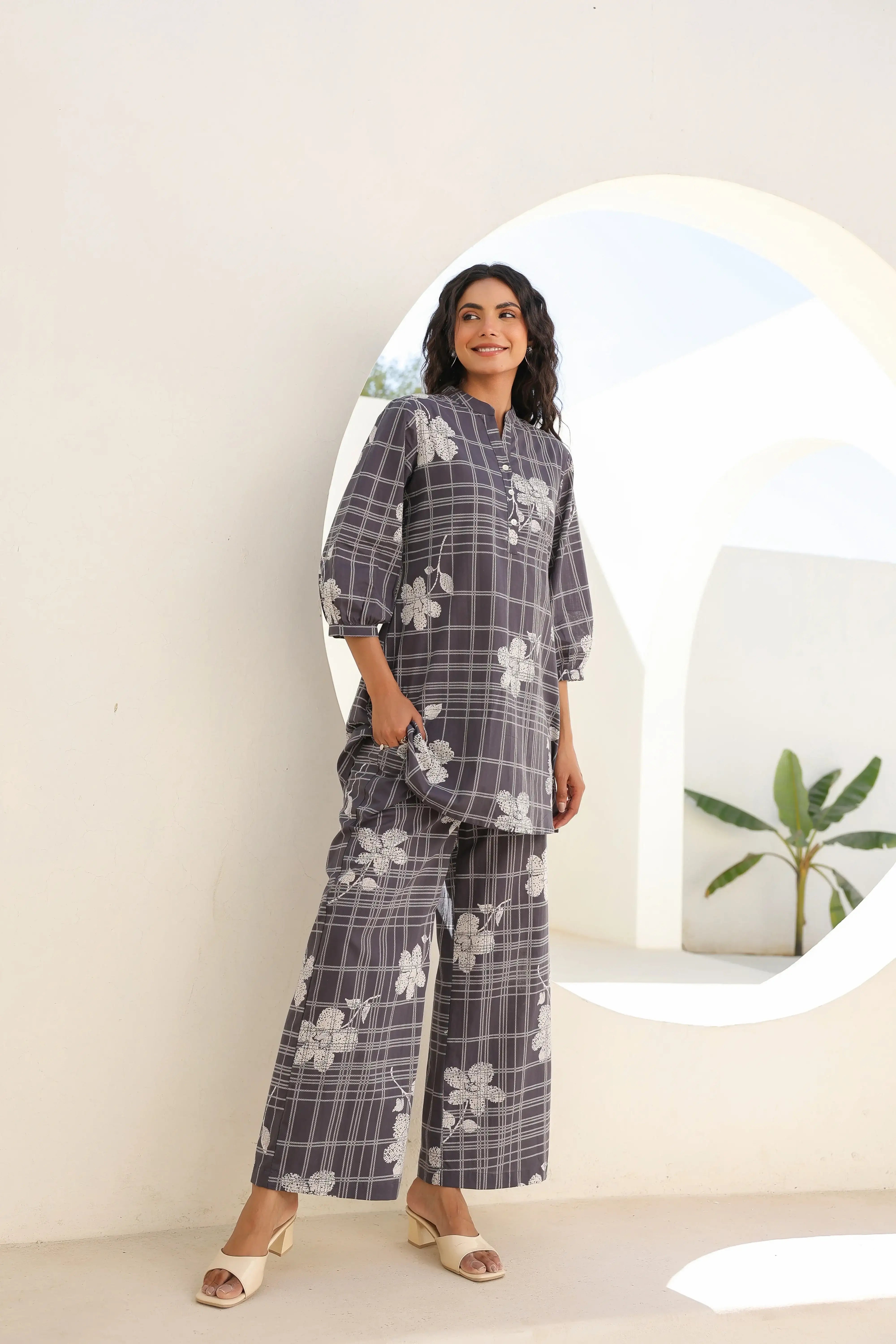 Slate Blossom Cotton Co-ord Set