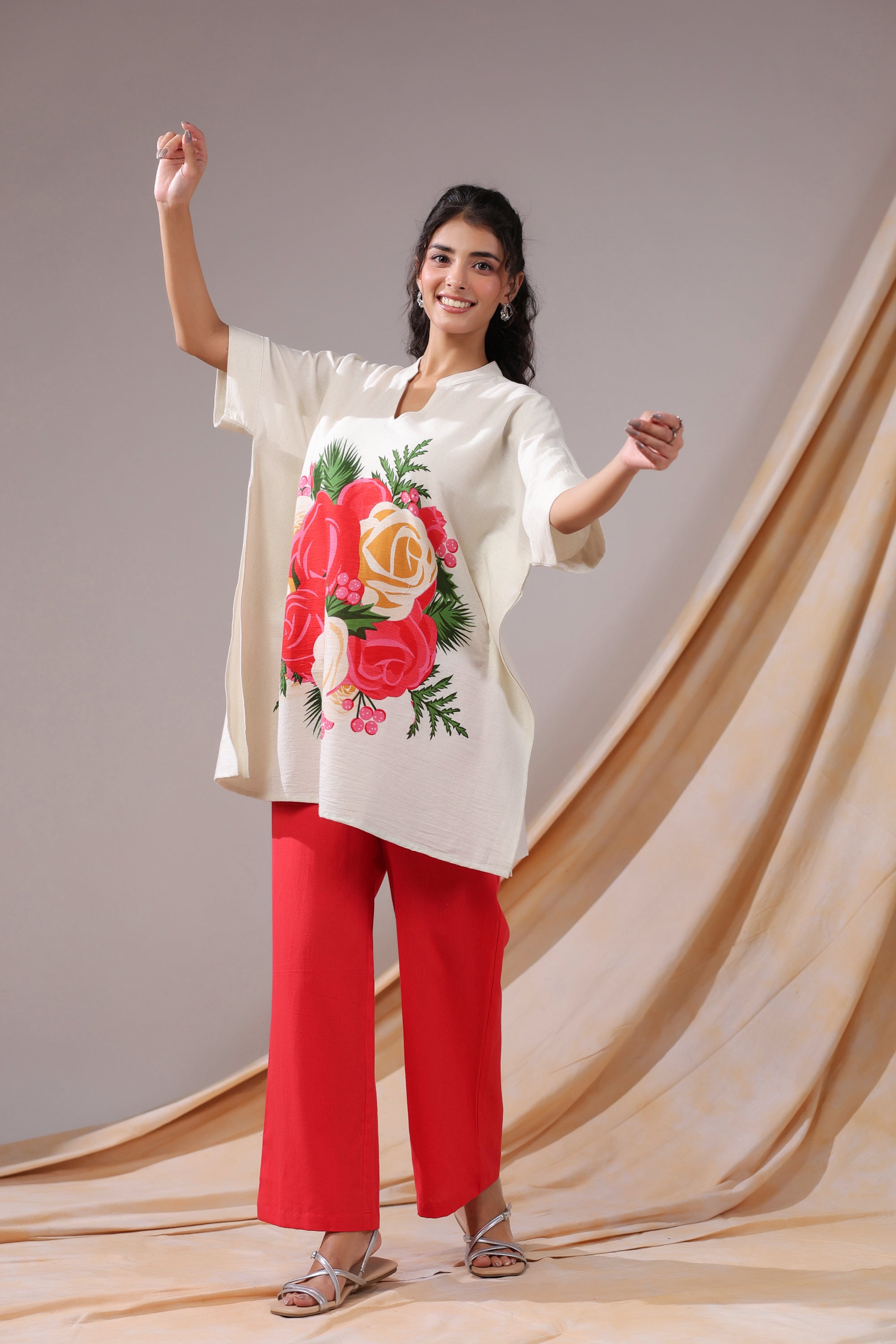 Scarlet Bloom Printed Cotton Flex Co-ord Set