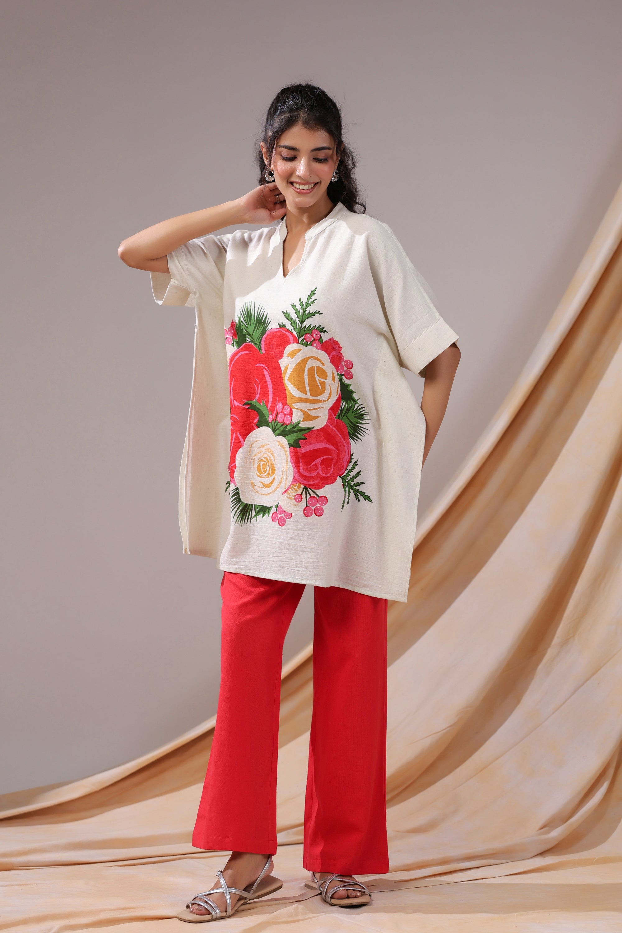 Scarlet Bloom Printed Cotton Flex Co-ord Set