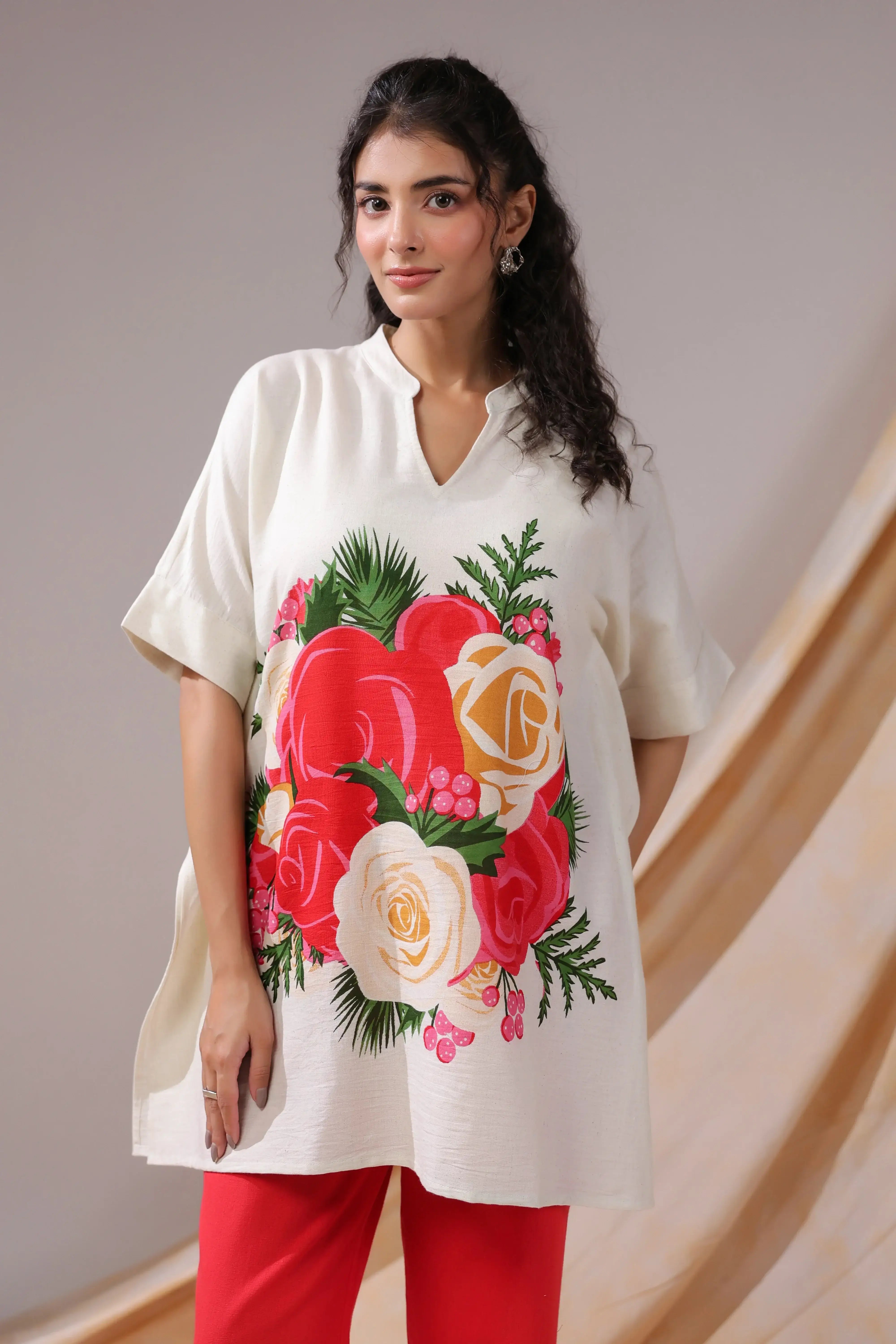 Scarlet Bloom Cotton Flex Co-ord Set