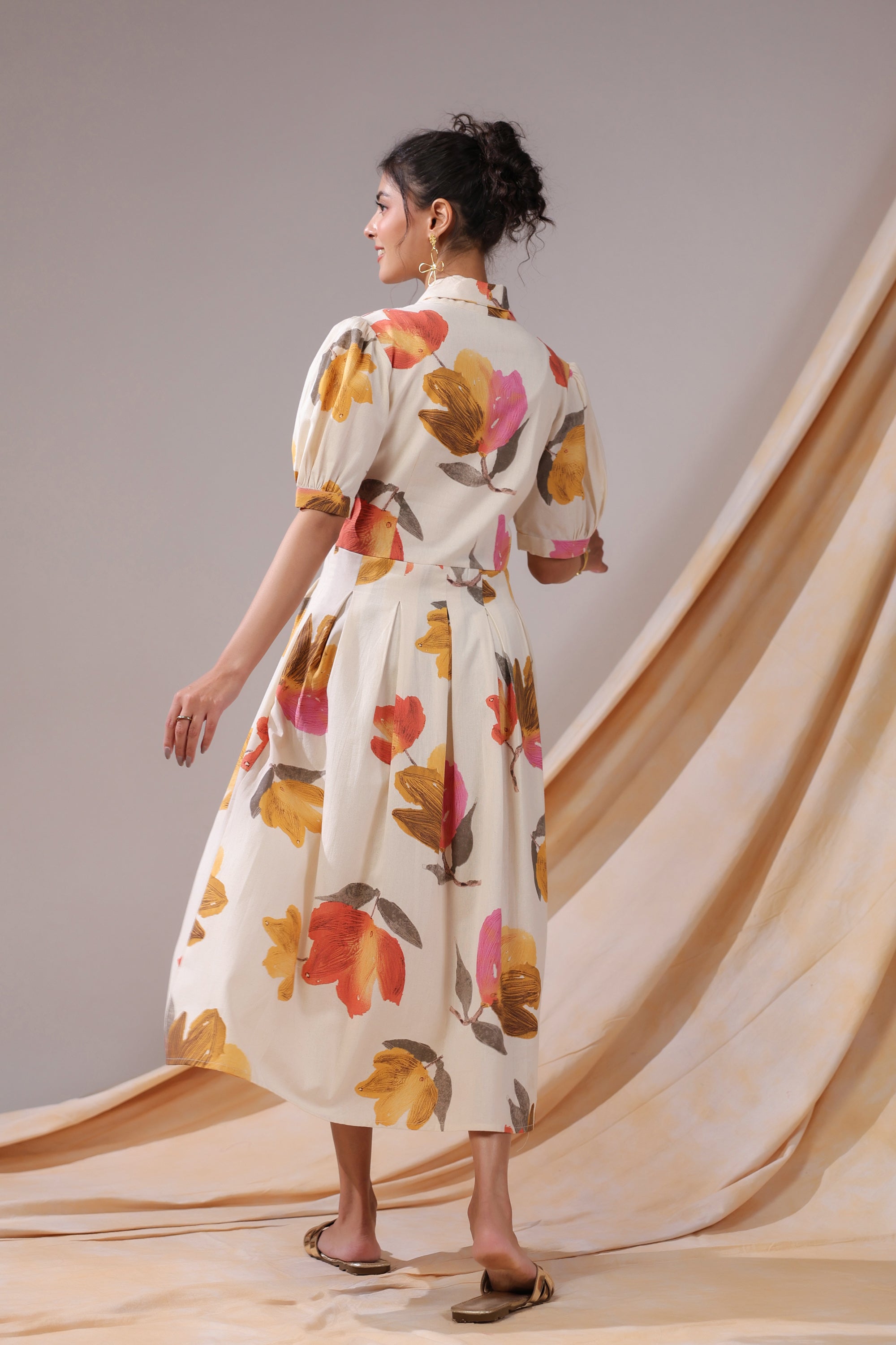 Autumn Bloom Cotton Flex Dress