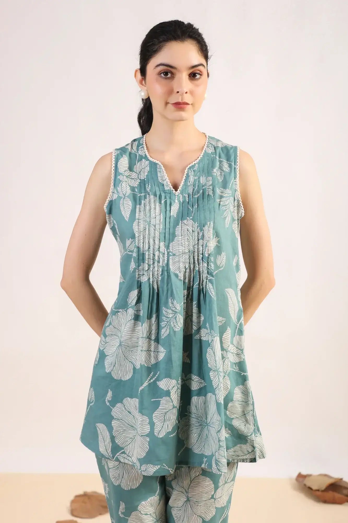 Blossom Burst Aqua Cotton Co-ord Set