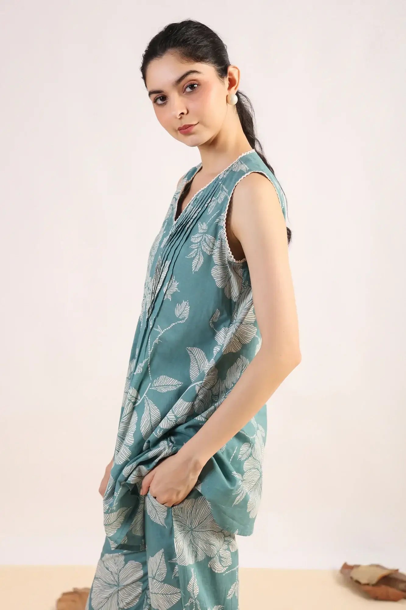 Blossom Burst Aqua Cotton Co-ord Set