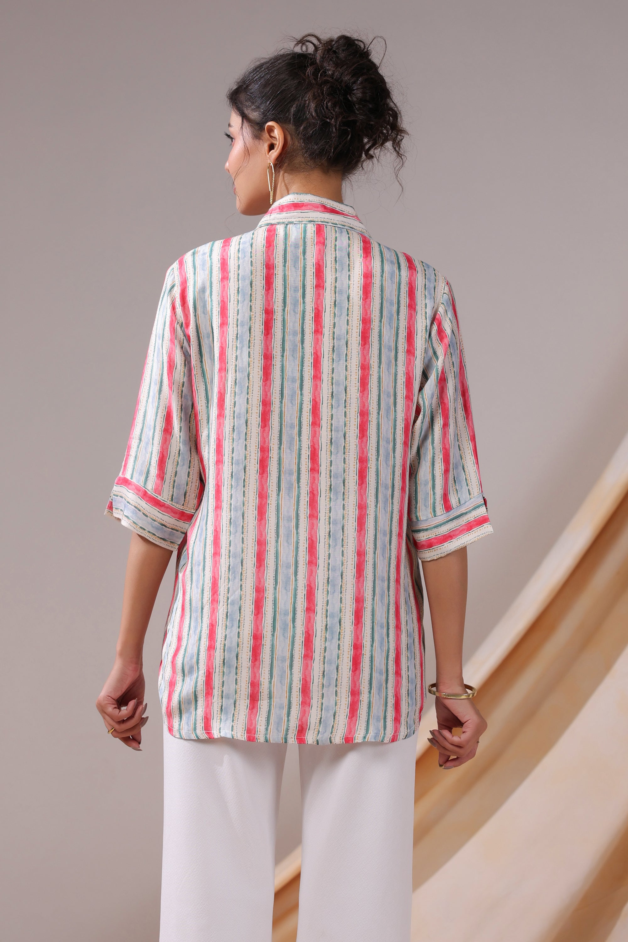 Striped Breeze Casual Muslin Silk Shirt
