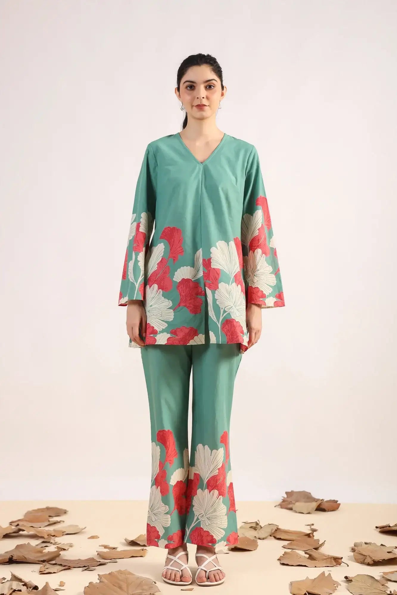 Radiant Rhythms Teal Cotton Co-ord Set