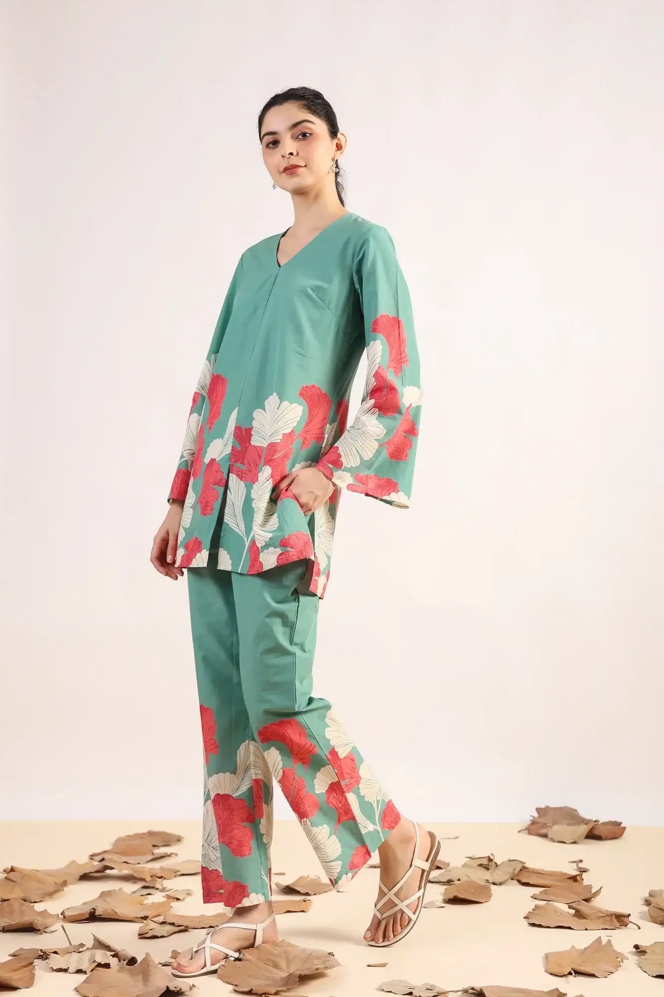 Radiant Rhythms Teal Cotton Co-ord Set