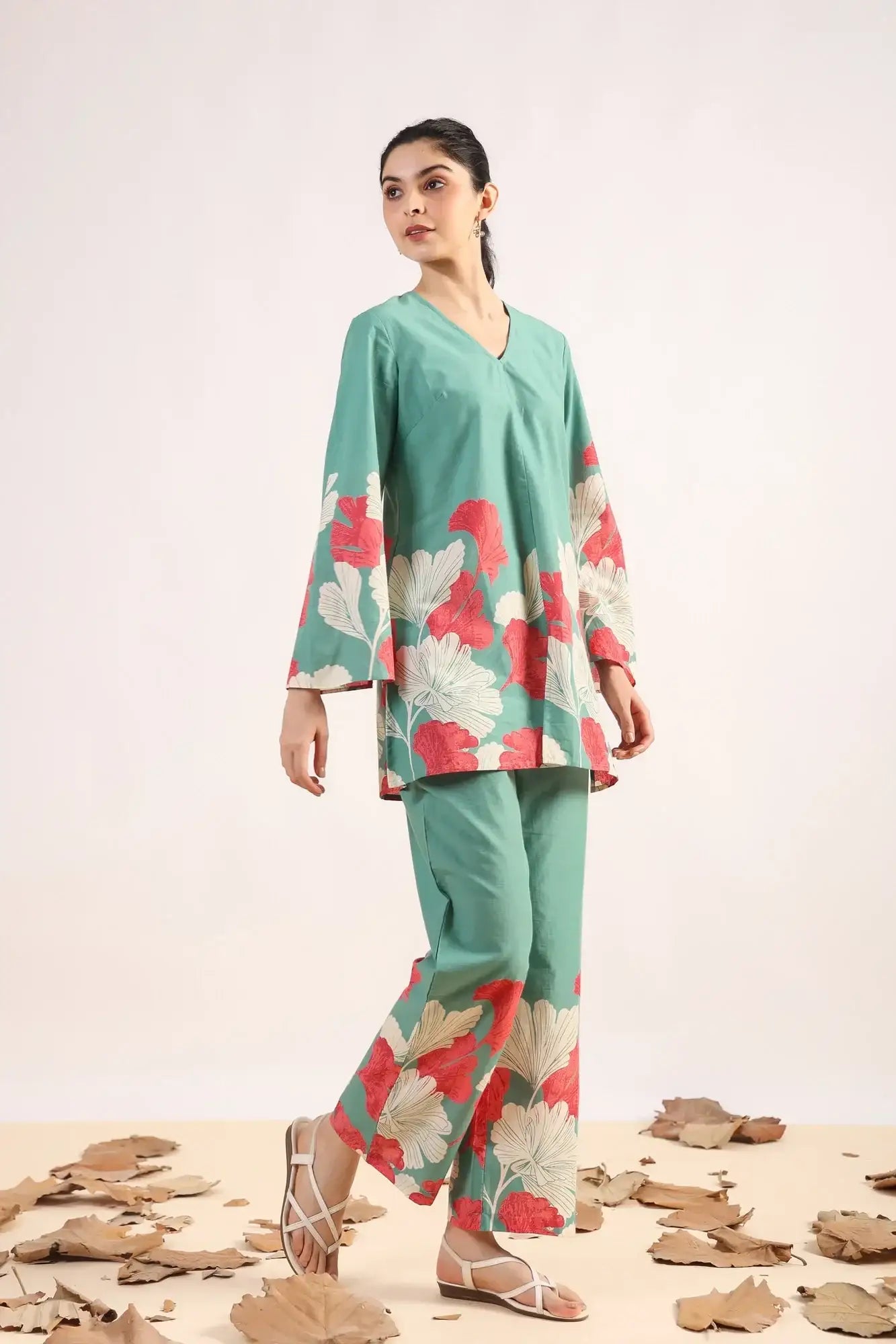 Radiant Rhythms Teal Cotton Co-ord Set