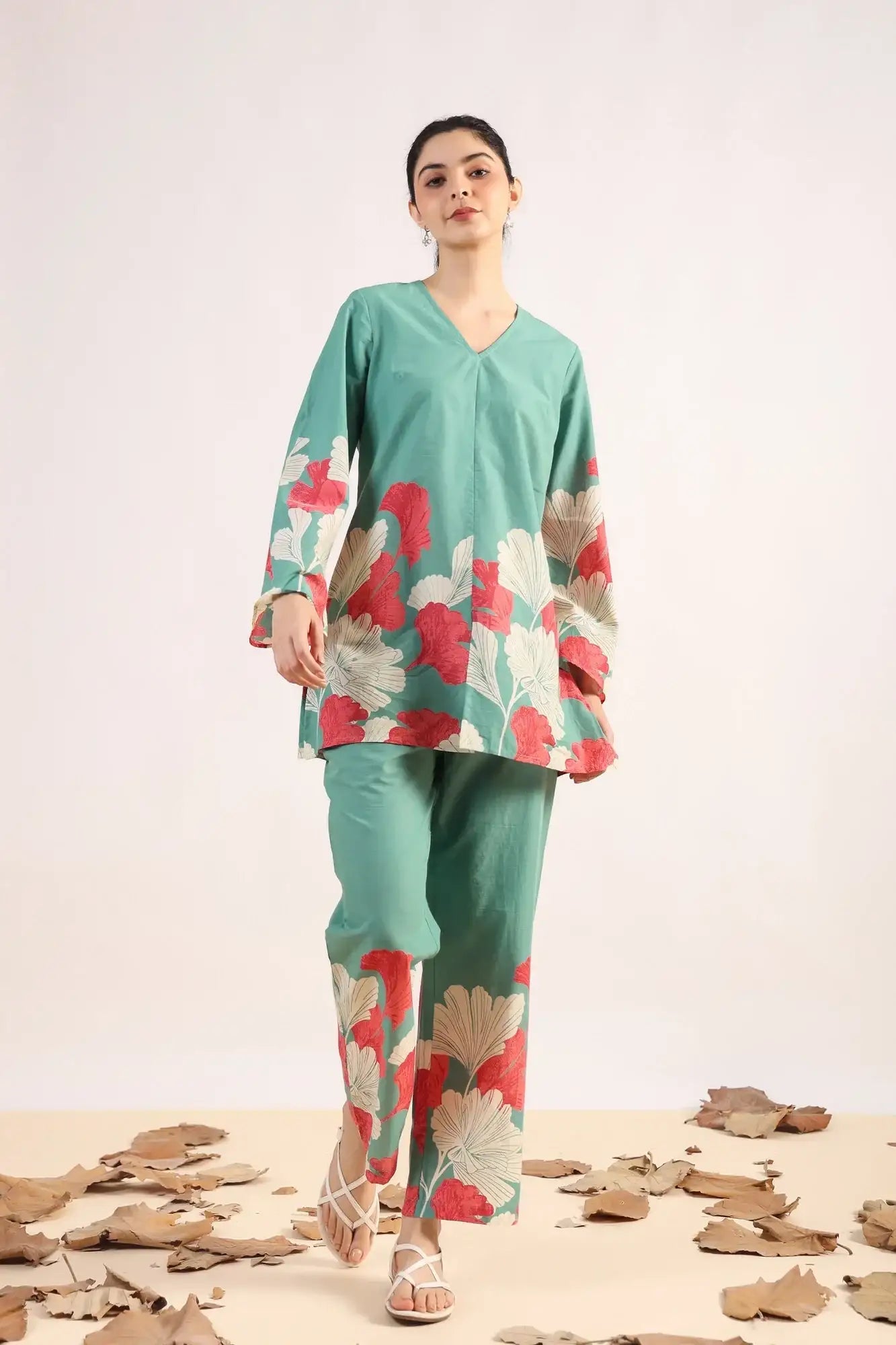 Radiant Rhythms Teal Cotton Co-ord Set