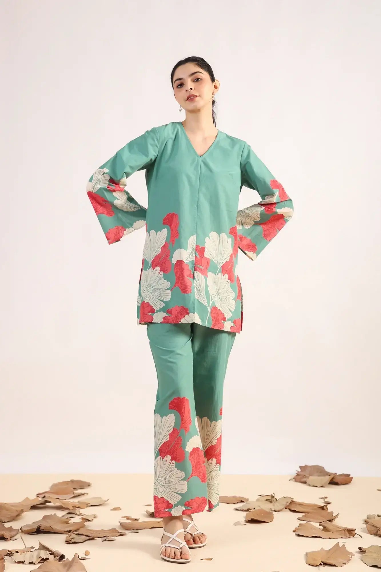 Radiant Rhythms Teal Cotton Co-ord Set