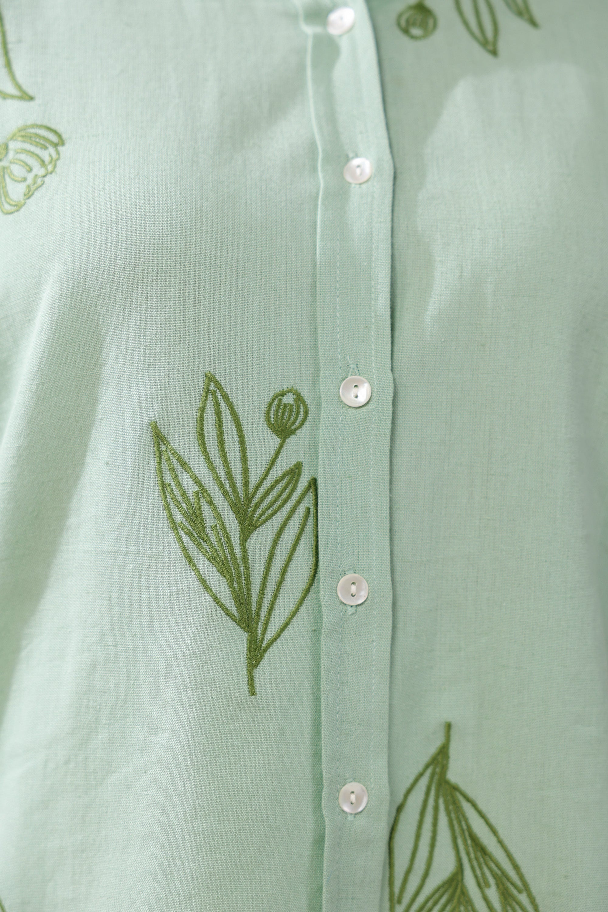 Sage Leafy Serenity Cotton Flex Shirt