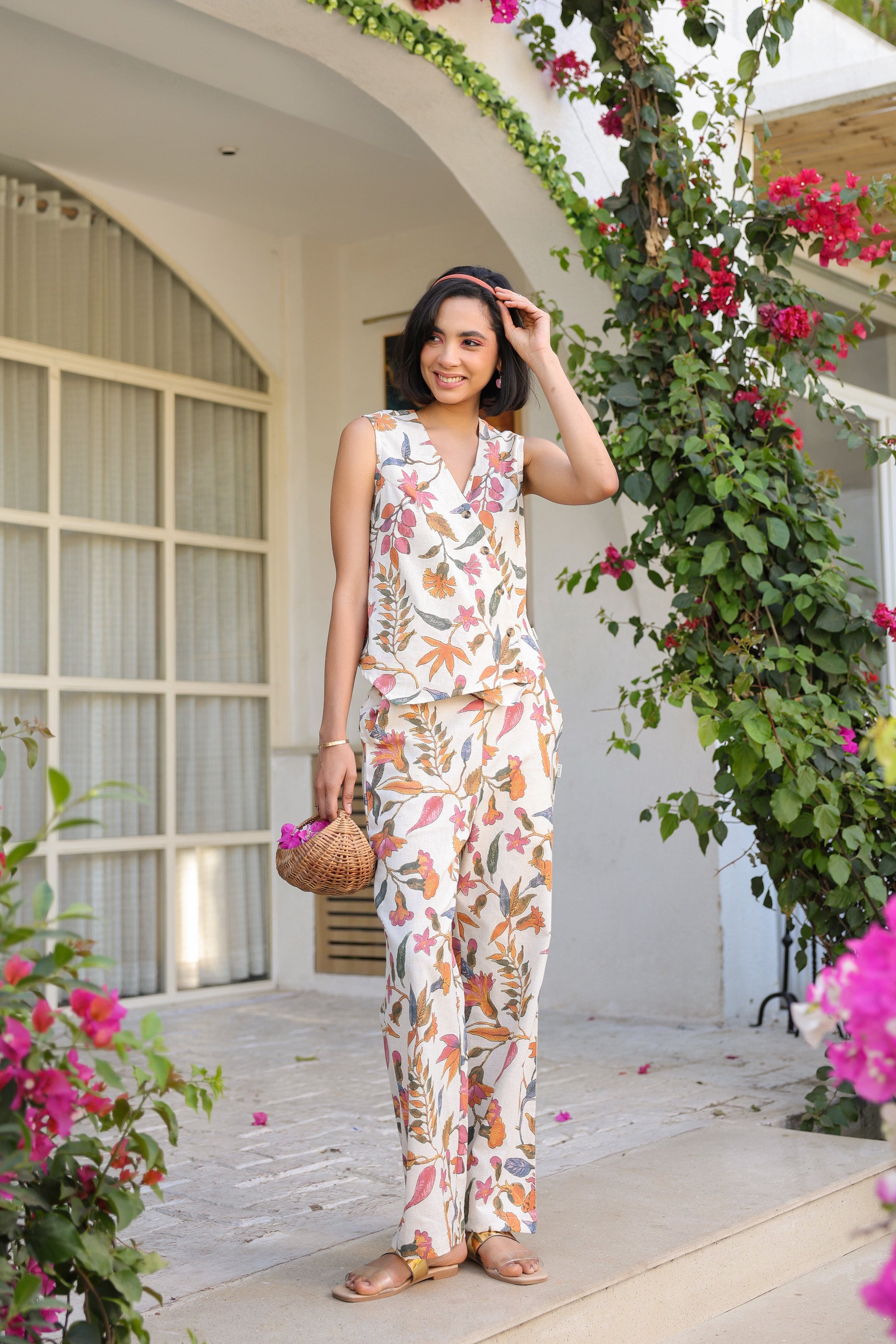 Floral Whispers Multi Cotton Flex Co-ord Set