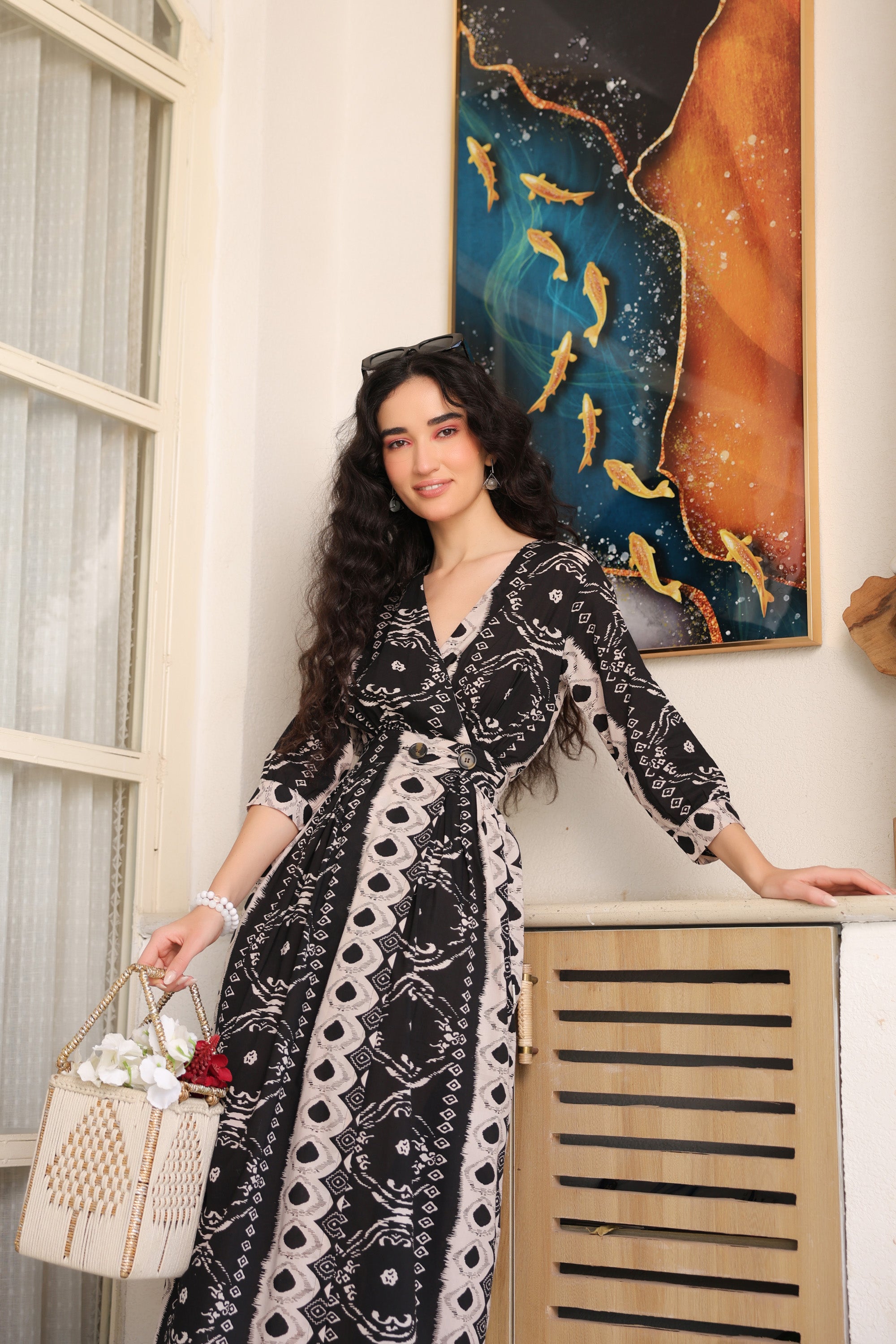 Iris Black Vintage Cotton Dress