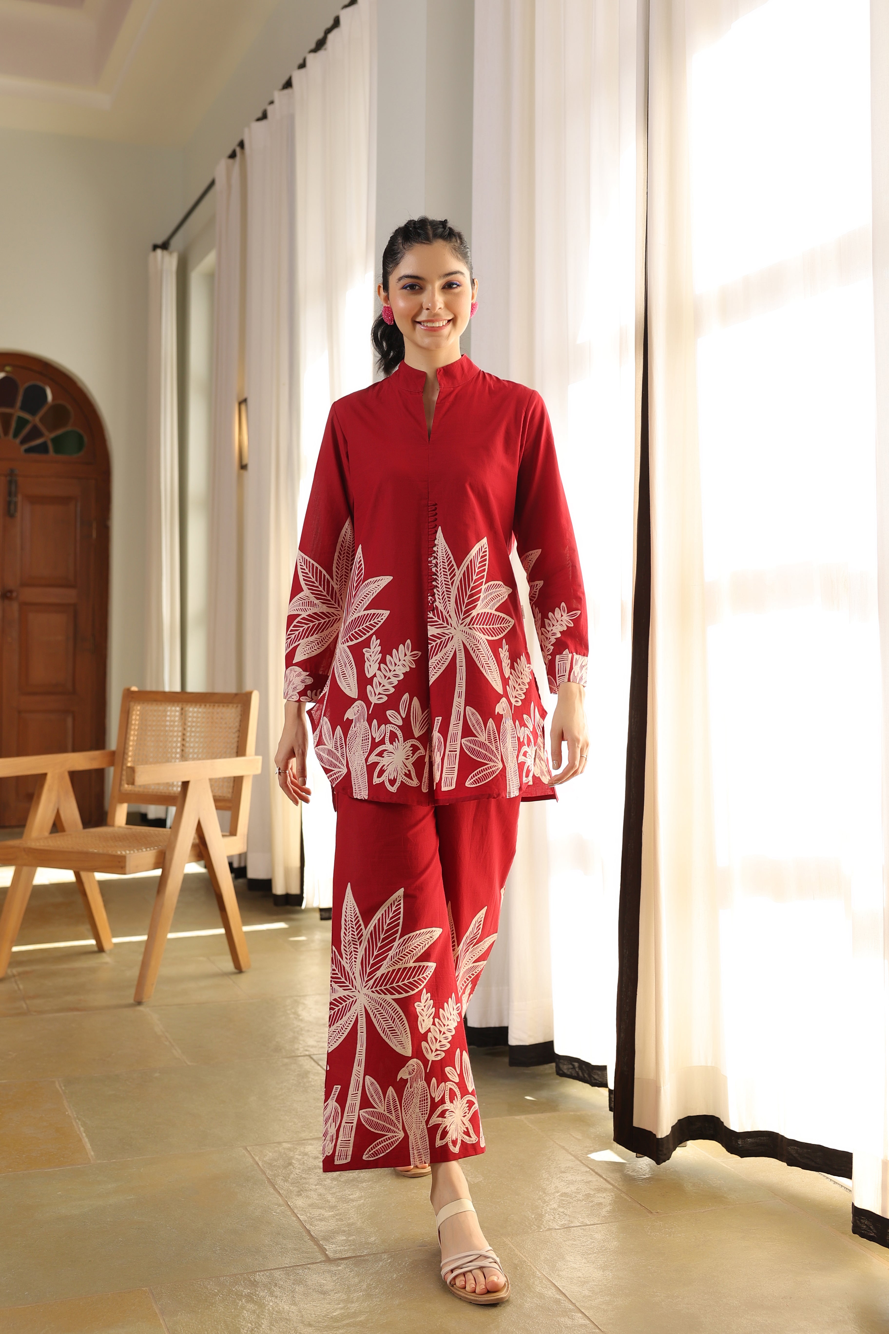 Flame Kissed Florals Cotton Co-ord Set