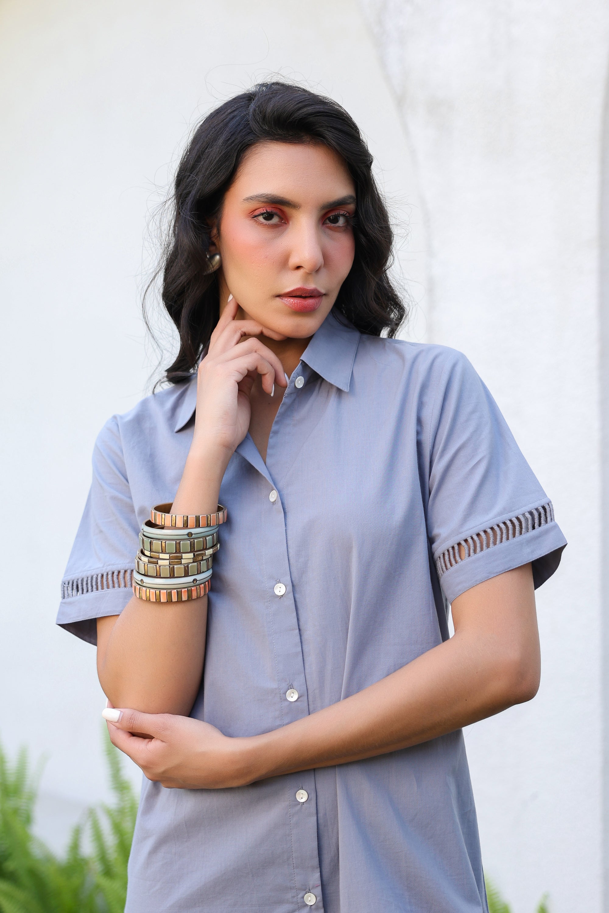 Slate Grey Safari Cotton Dress